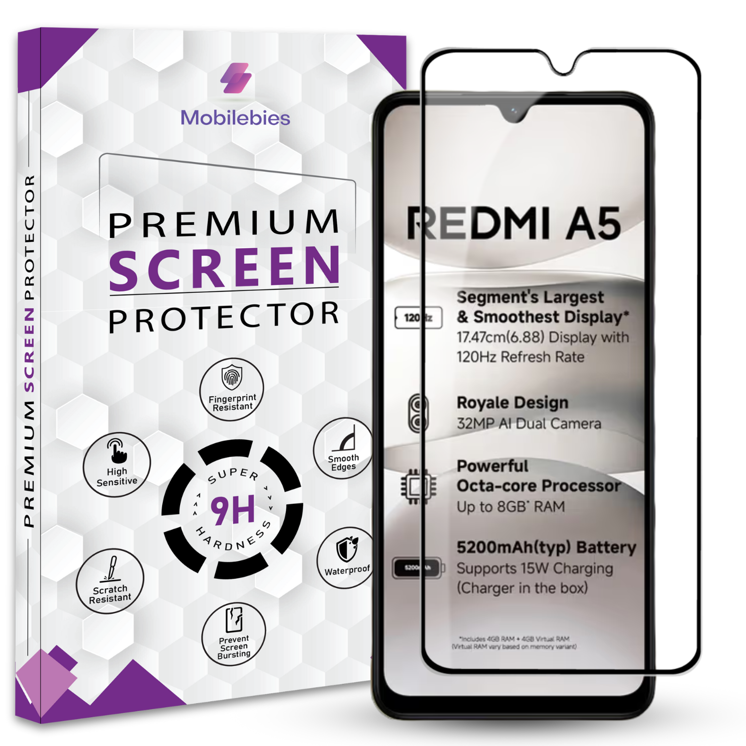 Tempered Glass for Redmi A5 Premium Screen Protector Guard Main image