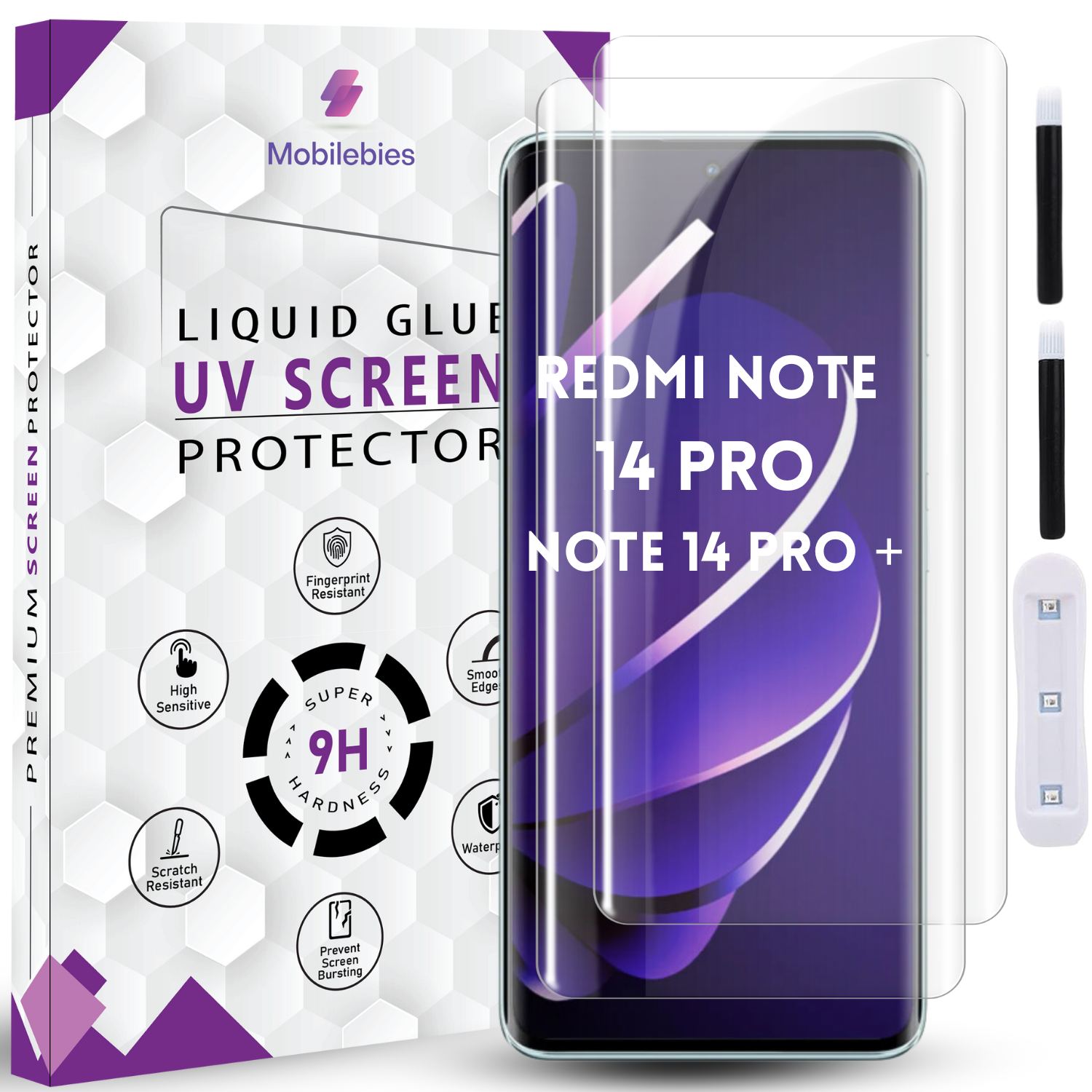 Tempered Glass For Redmi Note 14 Pro Premium HD+ UV Glass Screen Protector Guard Secondary image