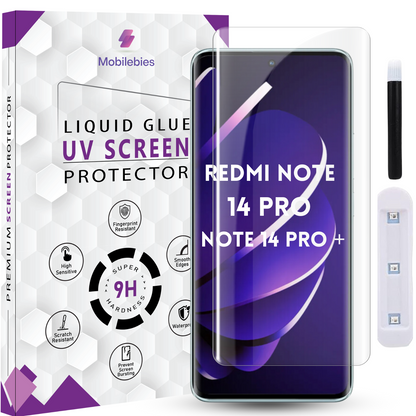 Tempered Glass For Redmi Note 14 Pro Premium HD+ UV Glass Screen Protector Guard