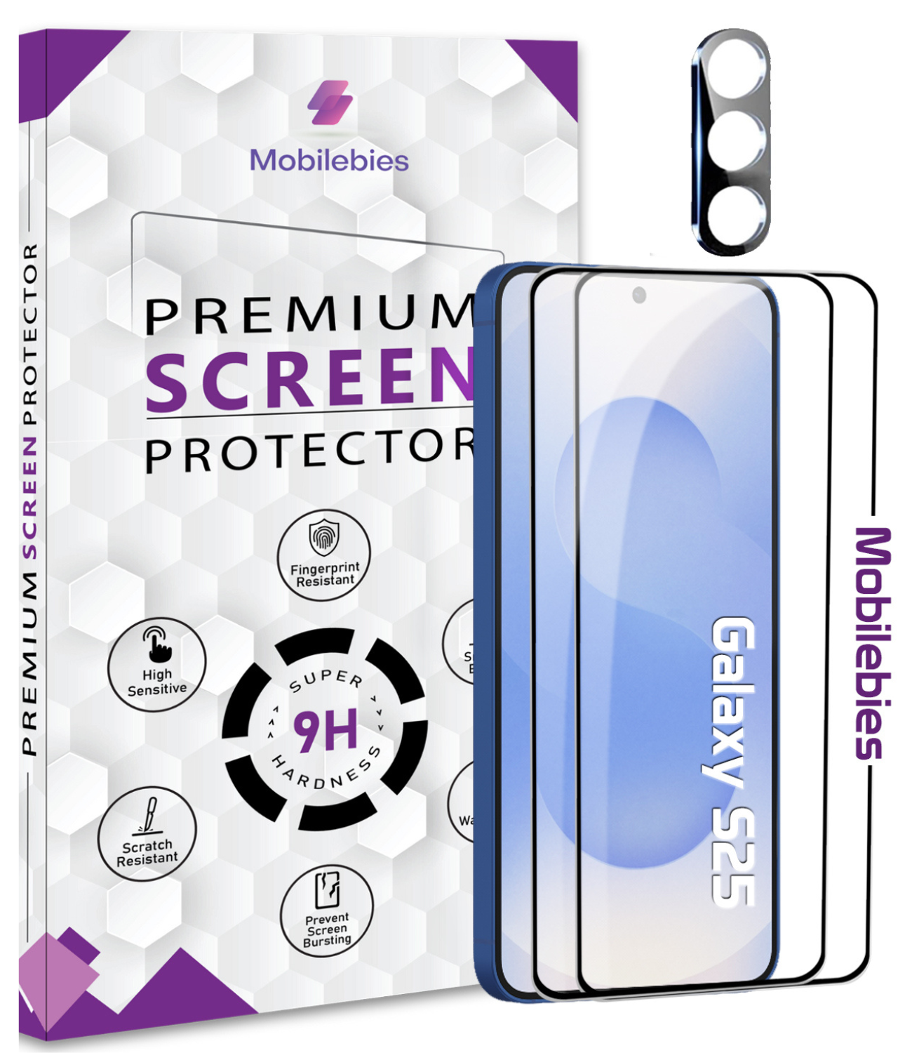 2 Pack Tempered Glass & a Camera protector for Samsung S25 Premium Screen Protector Guard & Camera Lenns Protecor Main image