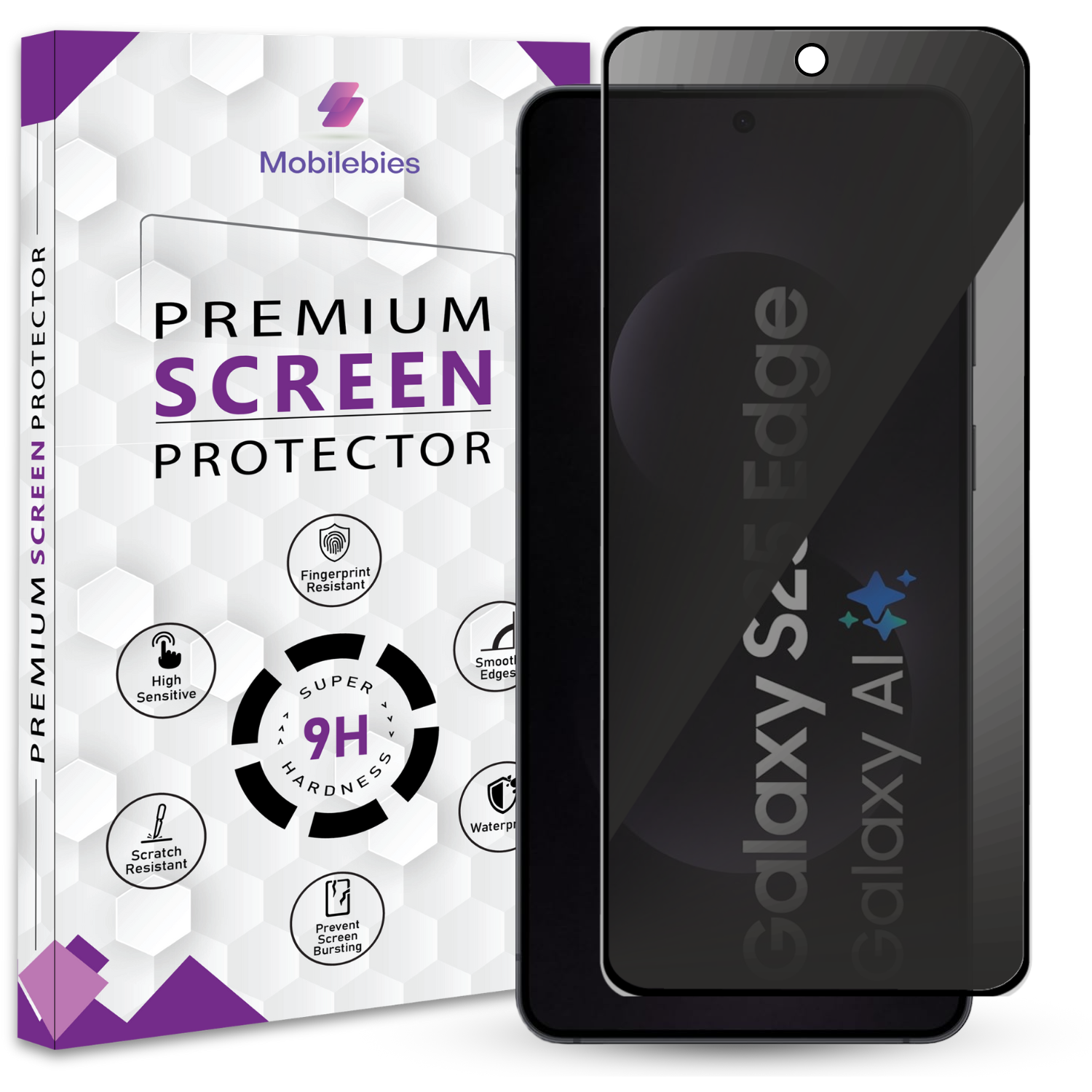 Mobilebies Samsung Galaxy S25 Edge Privacy Tempered Glass Screen Protector Guard