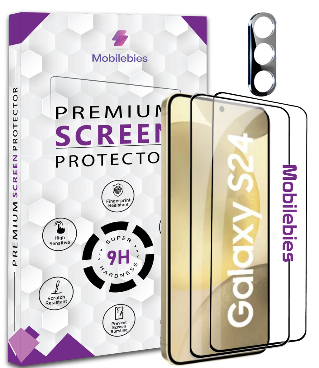 2 Pack Tempered Glass & a Camera protector for Samsung S24 Premium Screen Protector Guard & Camera Lenns Protecor