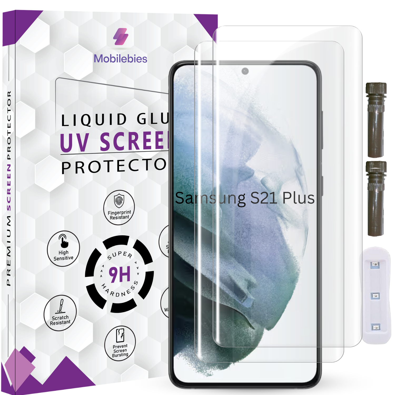 Tempered Glass For Samsung Galaxy S21 Plus Advanced HD+ UV Glass Screen Protector Guard Secondary image