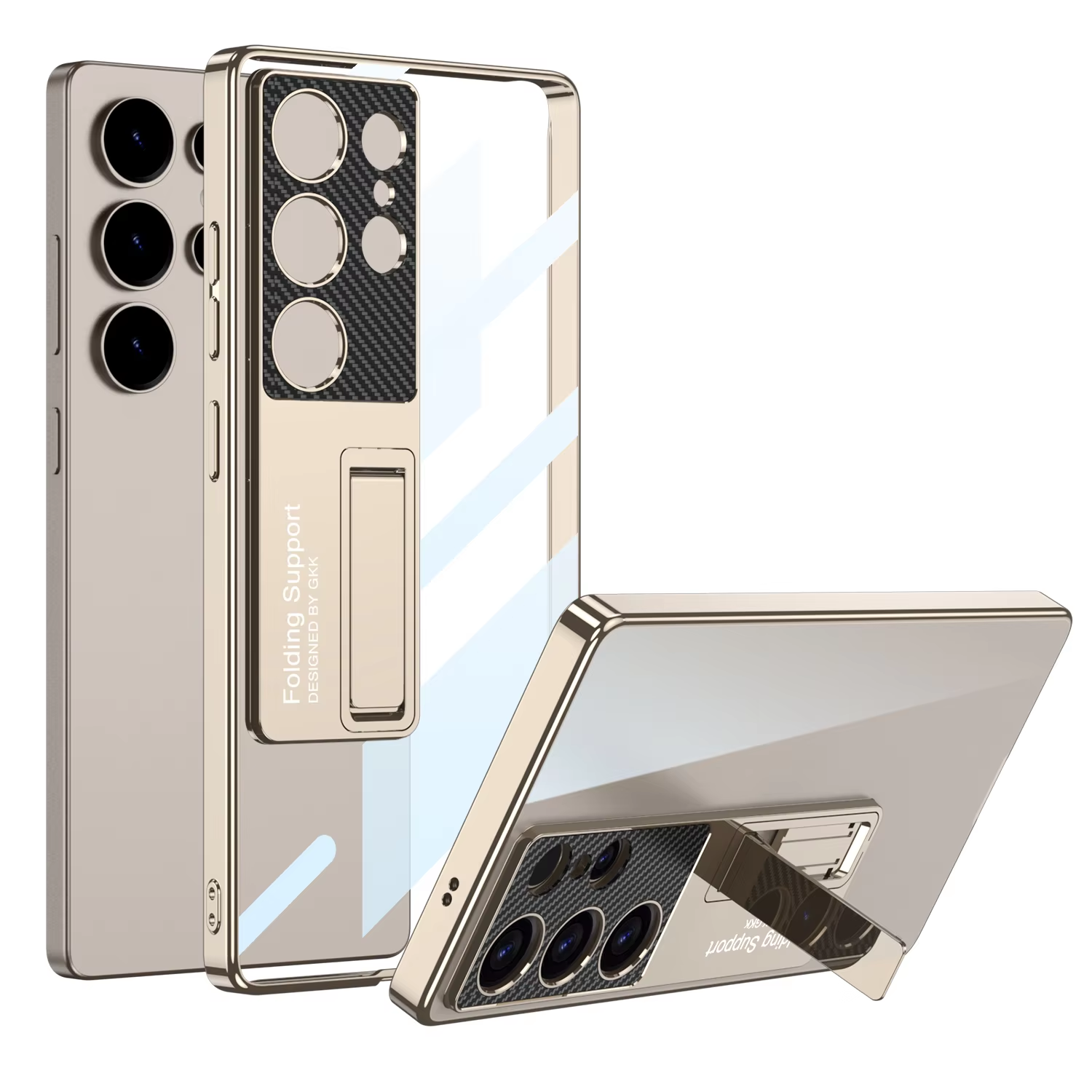 Samsung Galaxy S25 Ultra Transparent Chrome Stand Case Main image