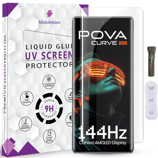 Tempered Glass For Tecno Pova Curve Advanced HD+ UV Glass Screen Protector Guard