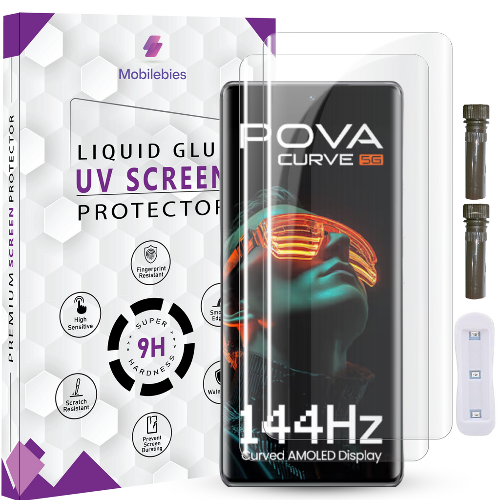 Tempered Glass For Tecno Pova Curve Advanced HD+ UV Glass Screen Protector Guard