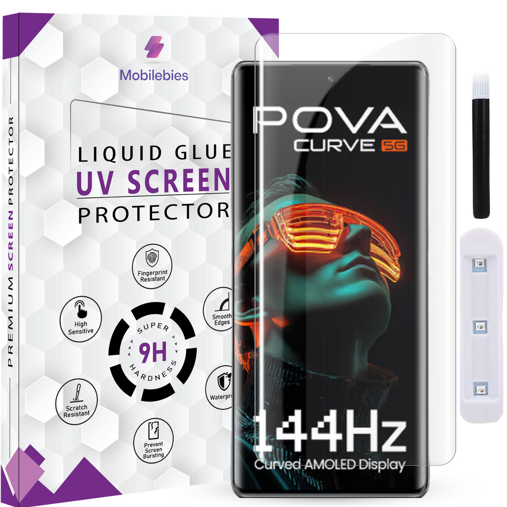 Tempered Glass For Tecno Pova Curve Premium HD+ UV Glass Screen Protector Guard