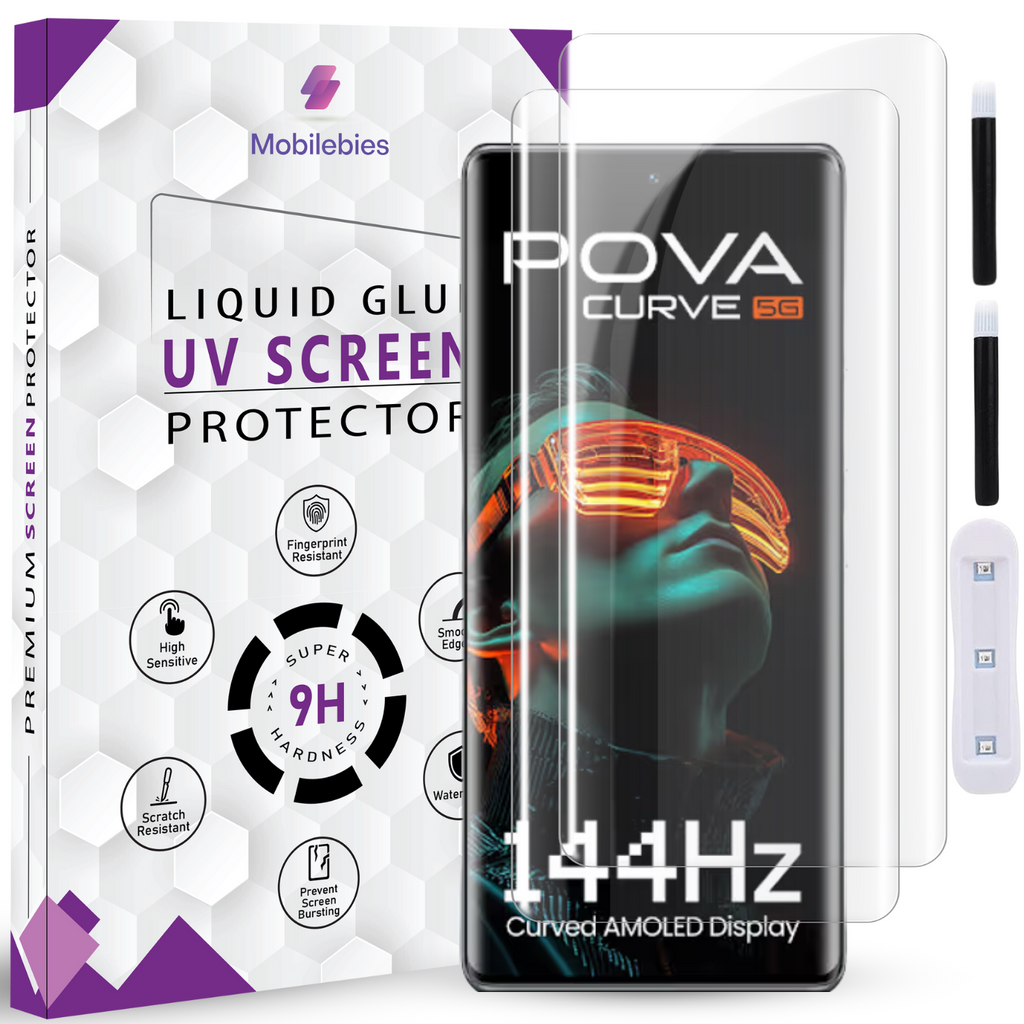 Tempered Glass For Tecno Pova Curve Premium HD+ UV Glass Screen Protector Guard