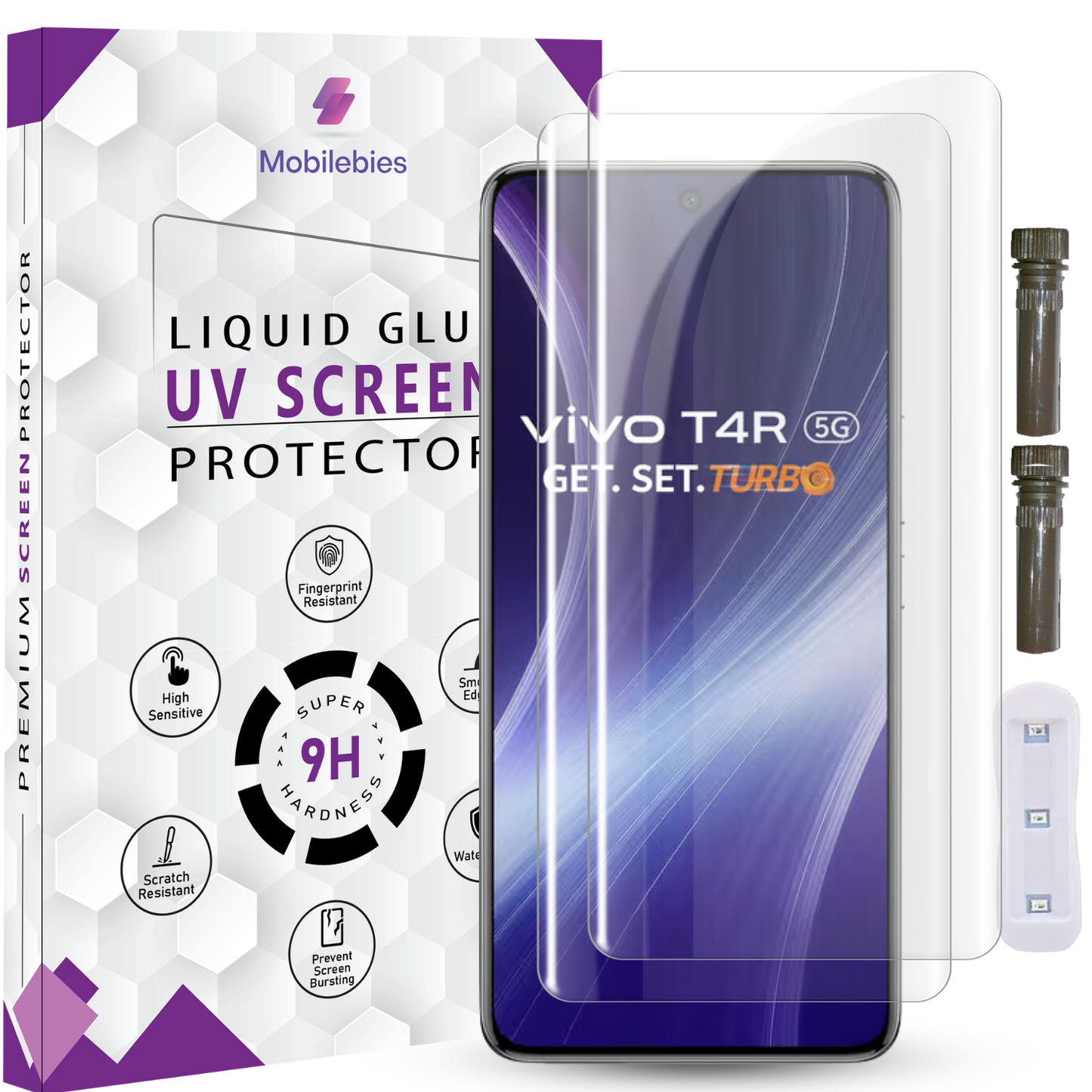 Tempered Glass For Vivo T4R 5G Advanced HD+ UV Glass Screen Protector Guard