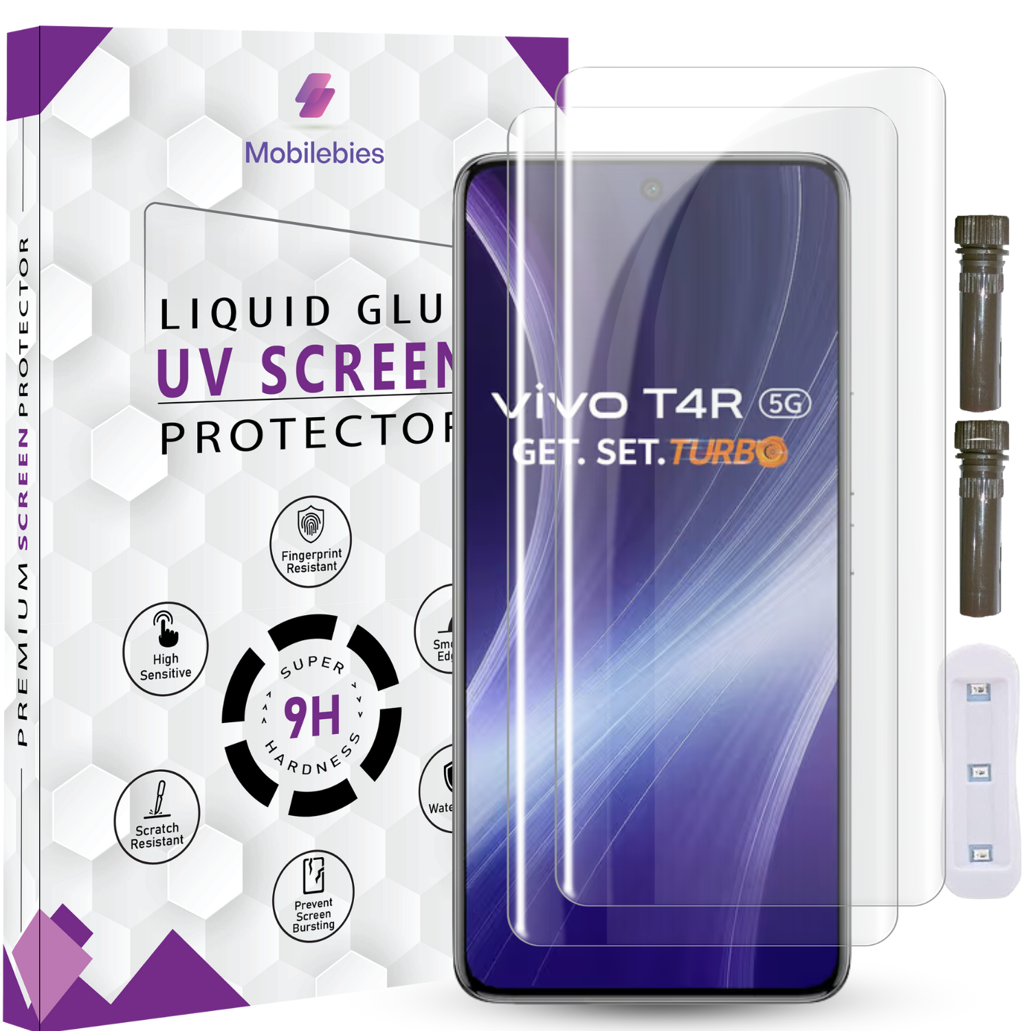 Tempered Glass For Vivo T4R 5G Advanced HD+ UV Glass Screen Protector Guard