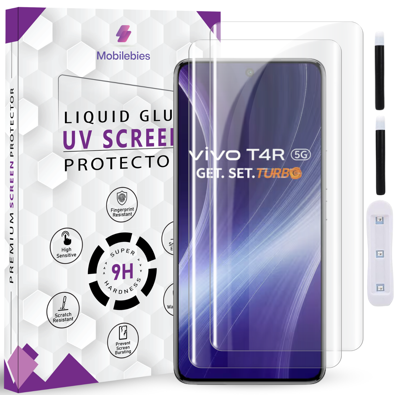 Tempered Glass For Vivo T4R 5G Premium HD+ UV Glass Screen Protector Guard