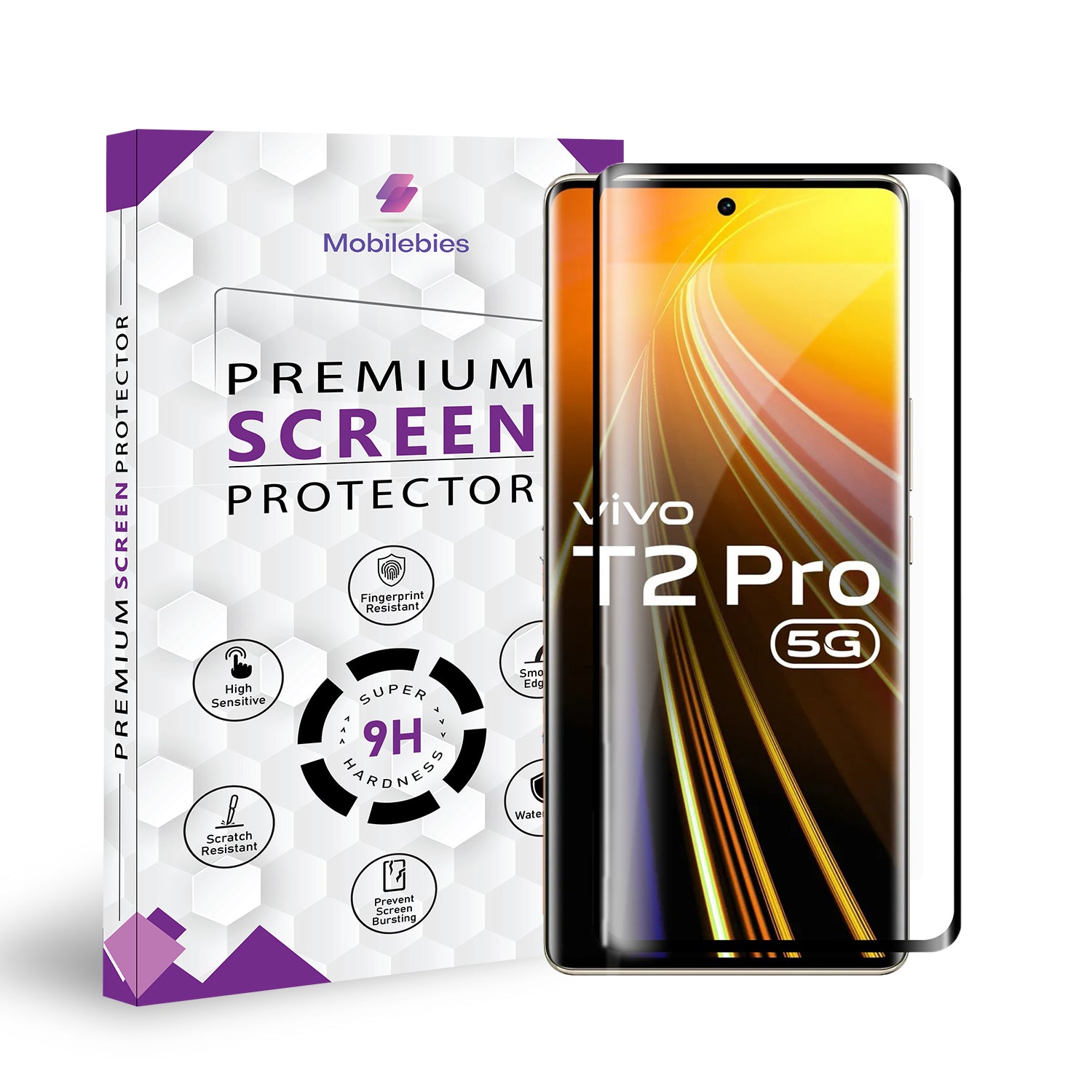 Vivo T2 Pro 5G Full Glue Curved Screen Protector Tempered Glass Main image