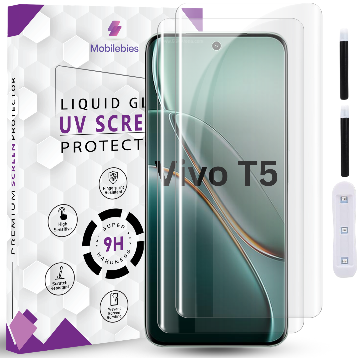 Vivo T5 Premium HD+ UV Glass Screen Protector Secondary image