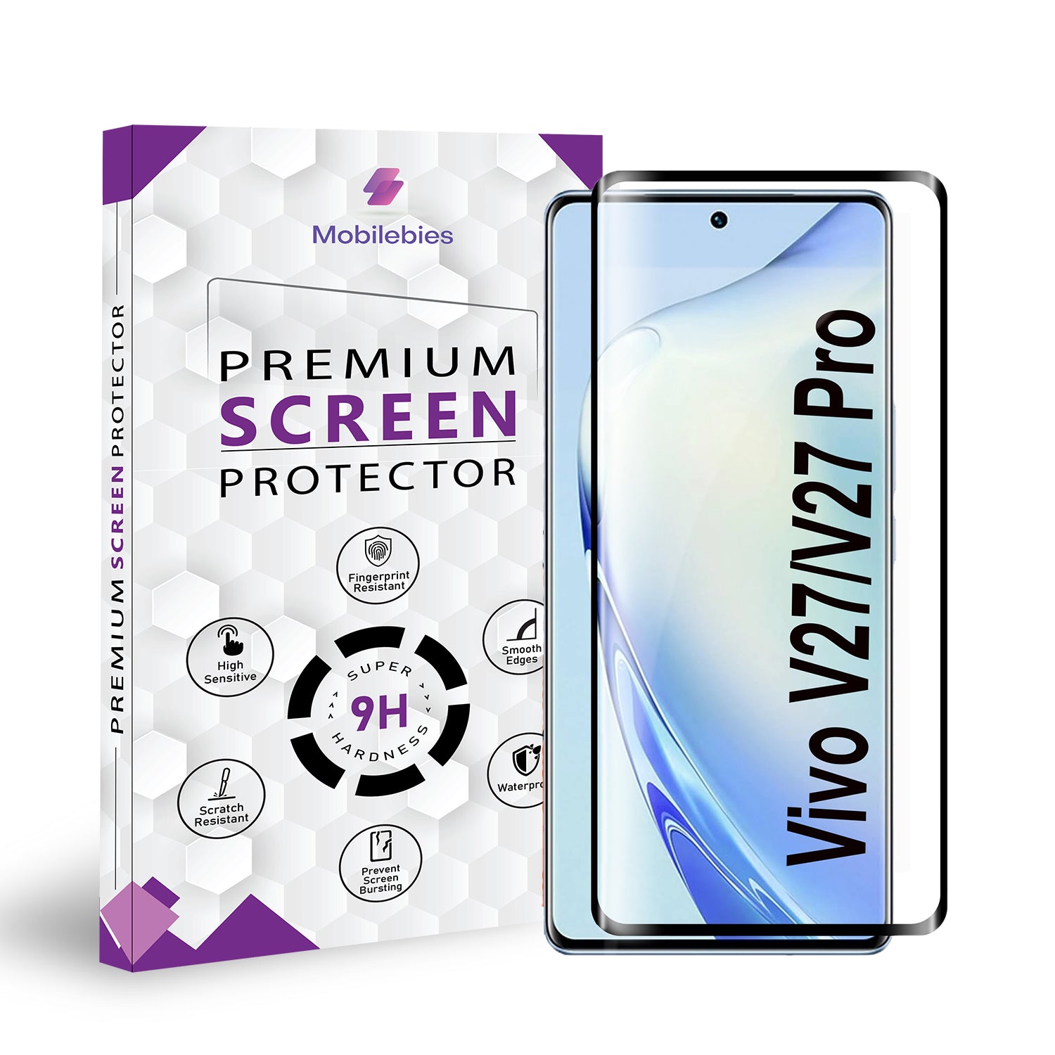 Vivo V27 Full Glue Curved Screen Protector Tempered Glass Main image