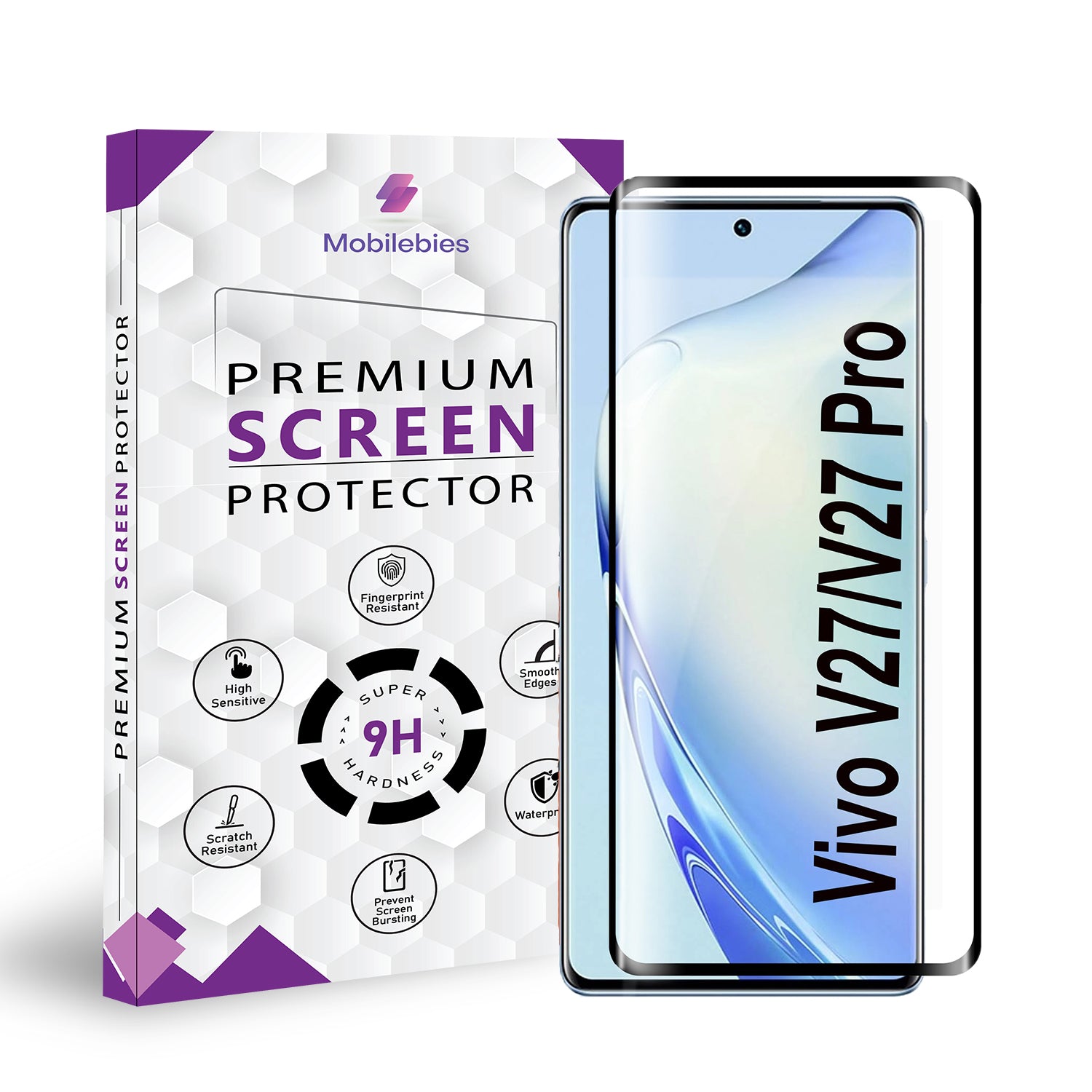 Vivo V27 Pro Full Glue Curved Screen Protector Tempered Glass Main image