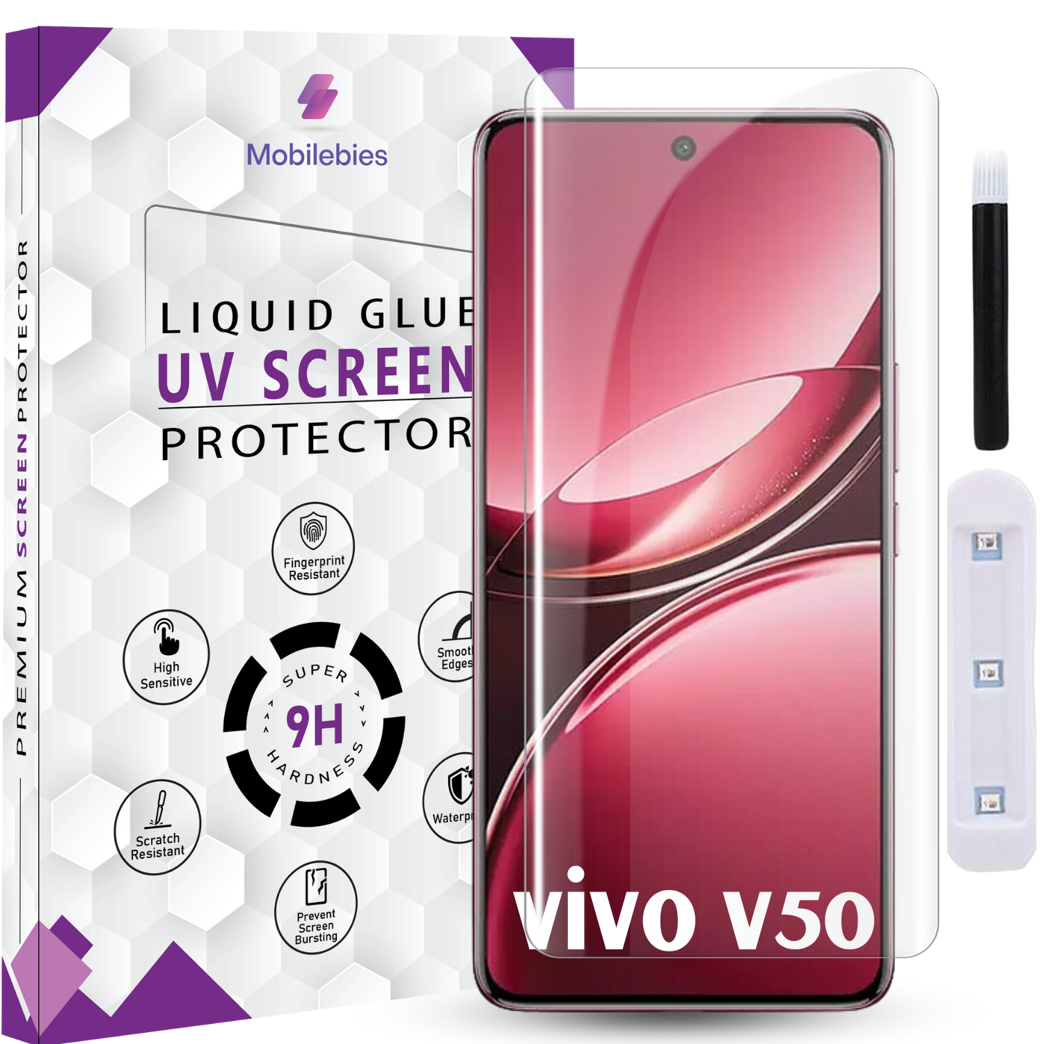 Tempered Glass For Vivo V50 Premium HD+ UV Glass Screen Protector Guard Main image