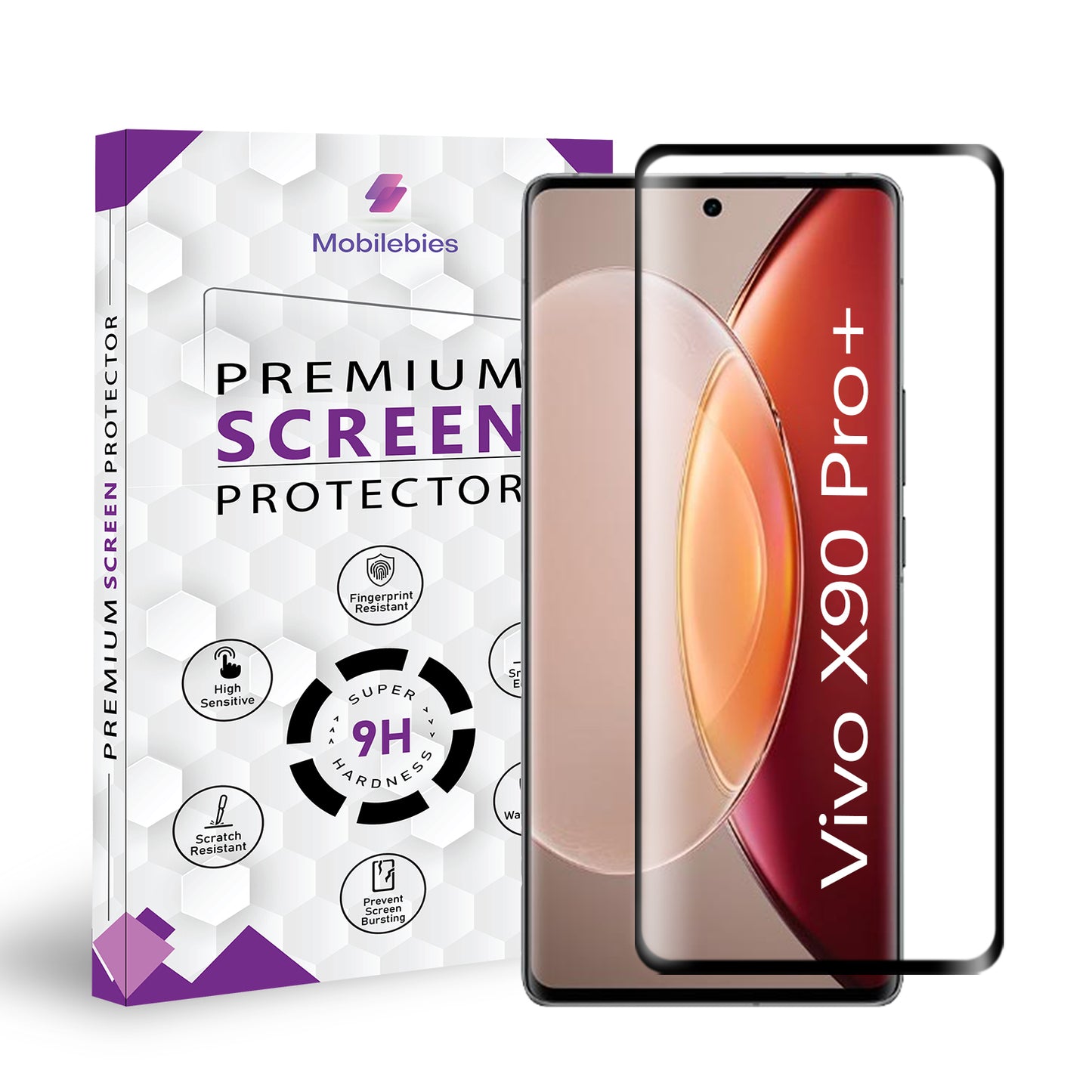 Vivo X90 Pro Plus Full Glue Curved Screen Protector Tempered Glass