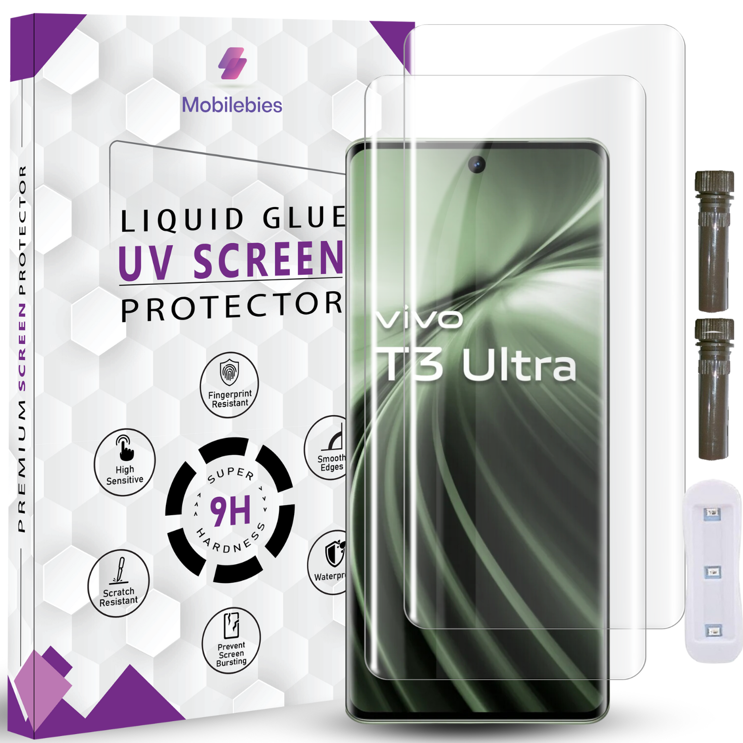 Tempered Glass For Vivo T3 Ultra Advanced HD+ UV Glass Screen Protector Guard Secondary image