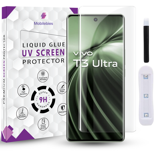 Tempered Glass For Vivo T3 Ultra Premium HD+ UV Glass Screen Protector Guard