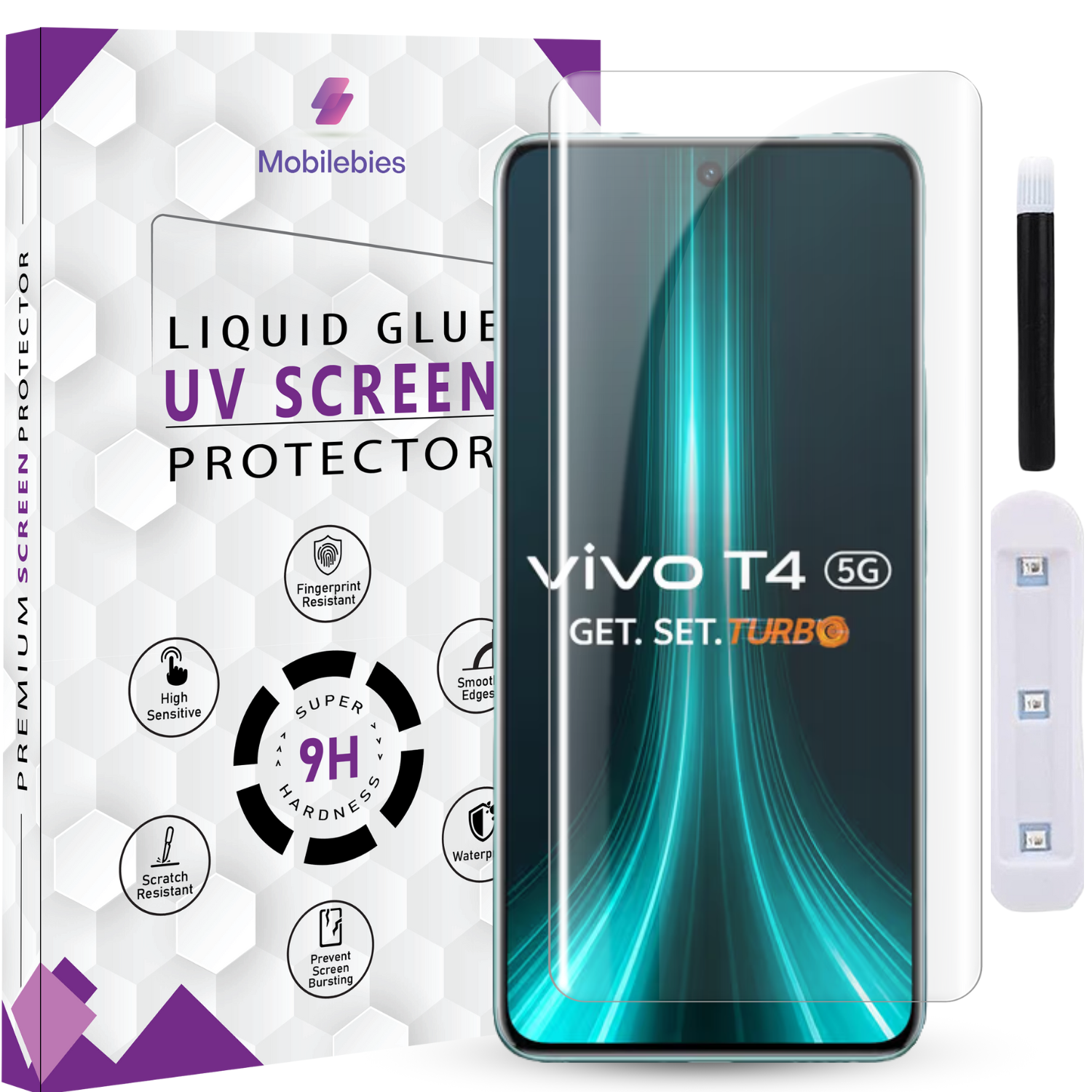 Tempered Glass For Vivo T4 Premium HD+ UV Glass Screen Protector Guard Main image