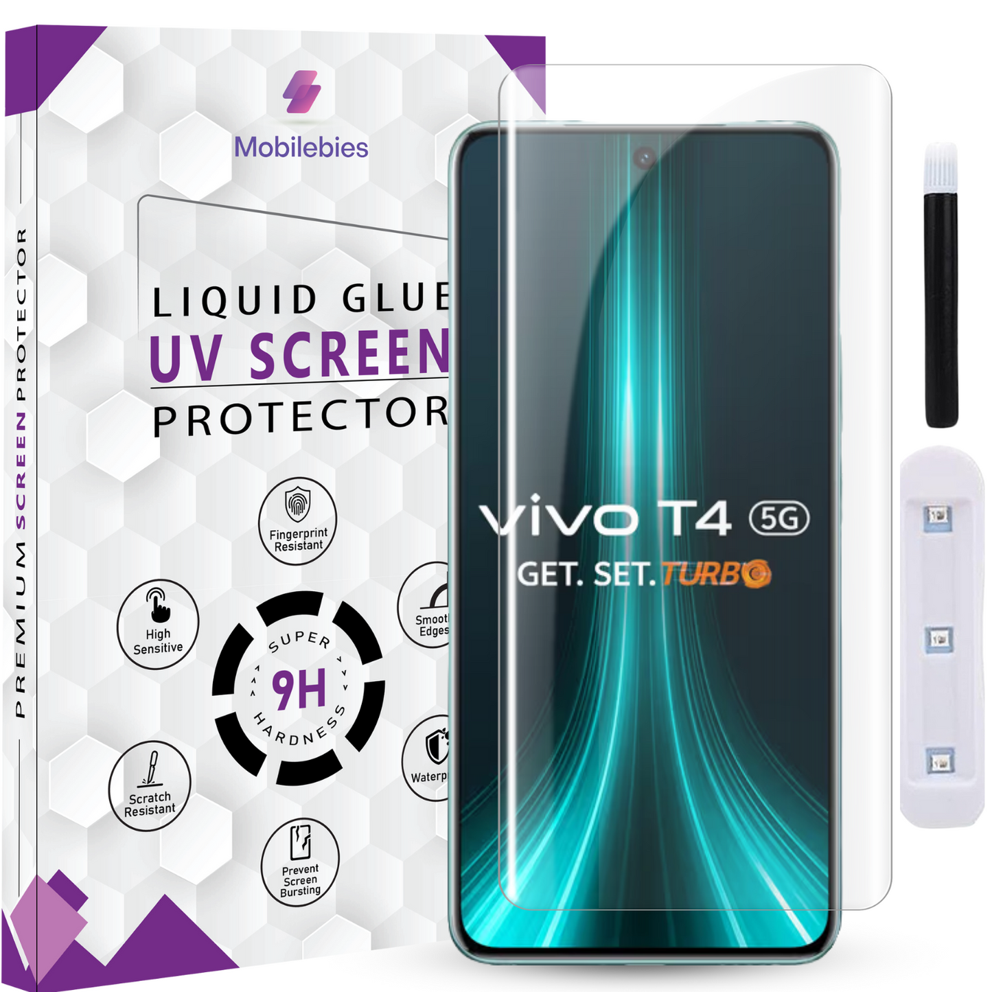 Tempered Glass For Vivo T4 Premium HD+ UV Glass Screen Protector Guard