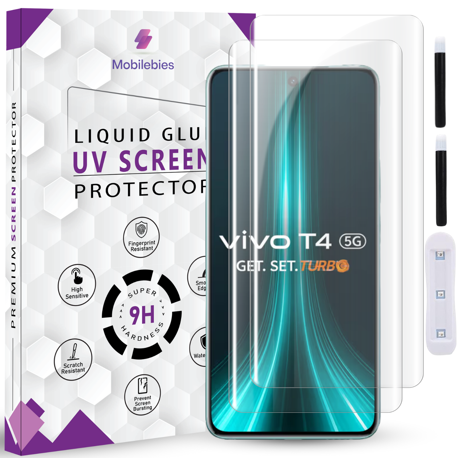 Tempered Glass For Vivo T4 Premium HD+ UV Glass Screen Protector Guard Secondary image