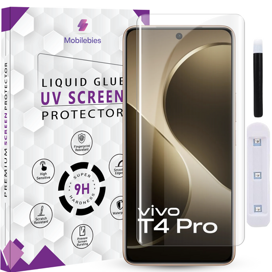 Tempered Glass For Vivo T4 Pro Premium HD+ UV Glass Screen Protector Guard