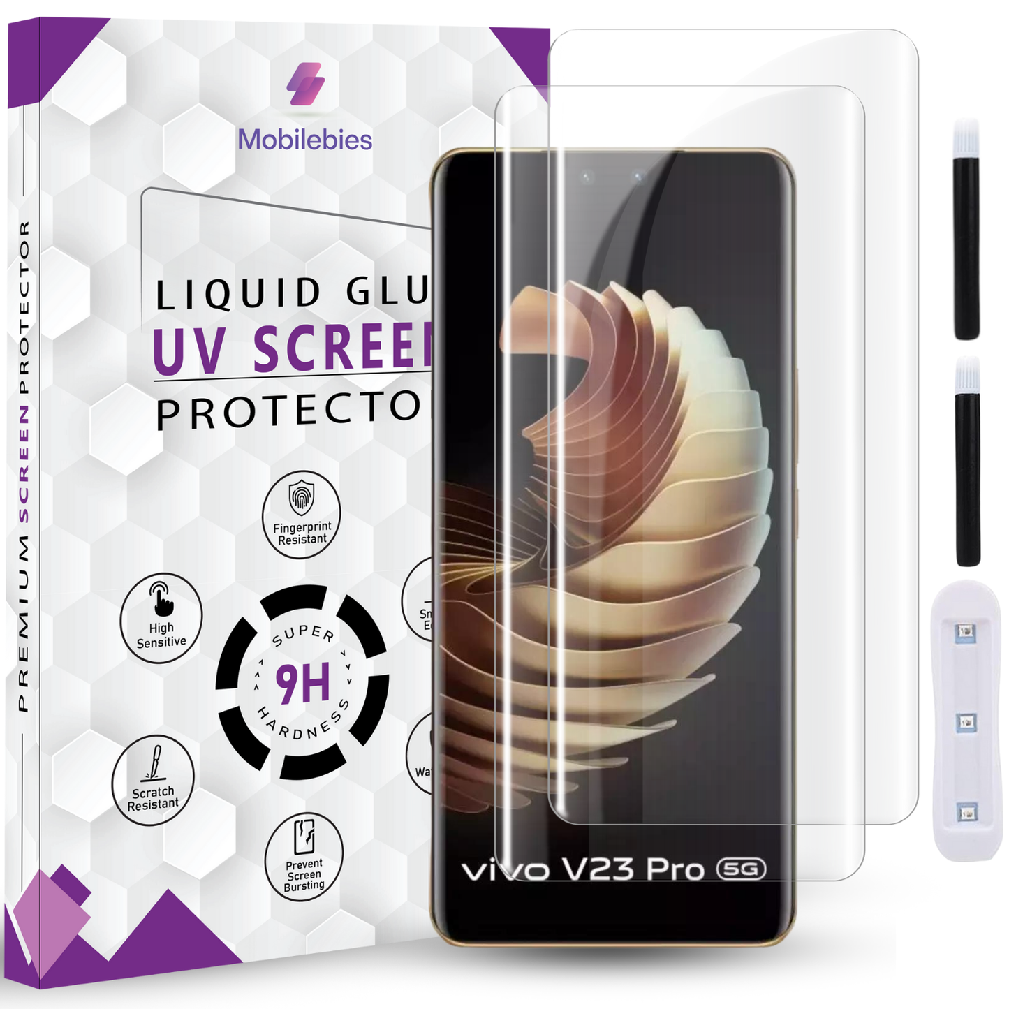 Tempered Glass For Vivo V23 Pro Premium HD+ UV Glass Screen Protector Guard