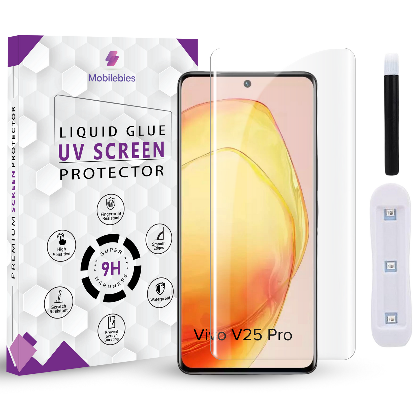 Tempered Glass For Vivo V25 Pro Premium HD+ UV Glass Screen Protector Guard