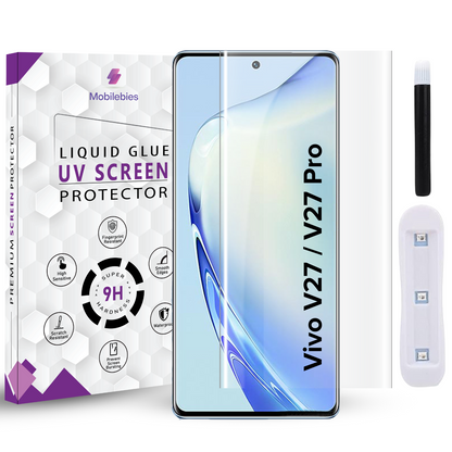 Tempered Glass For Vivo V27 Premium HD+ UV Glass Screen Protector Guard