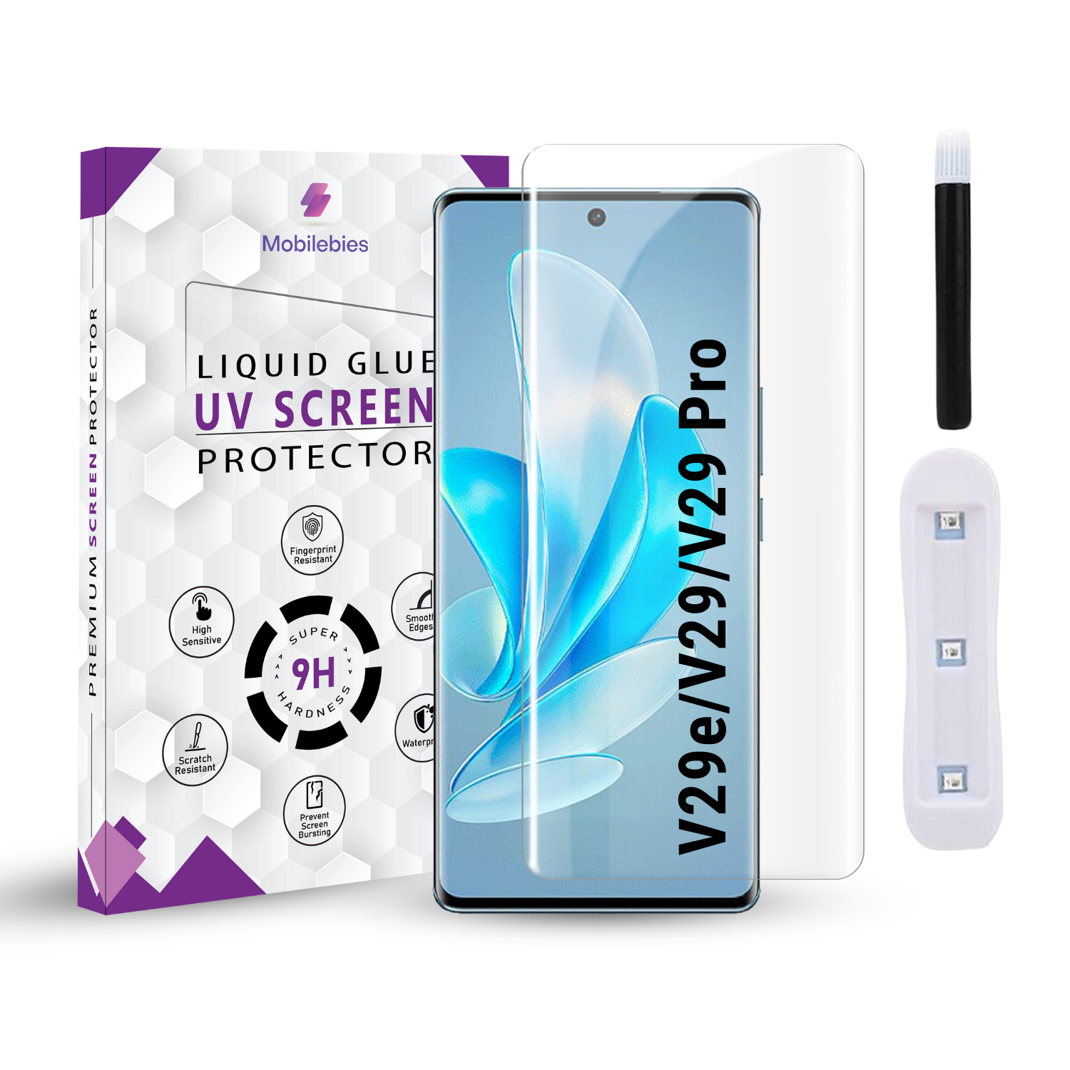 Tempered Glass For Vivo V29 Premium HD+ UV Glass Screen Protector Guard