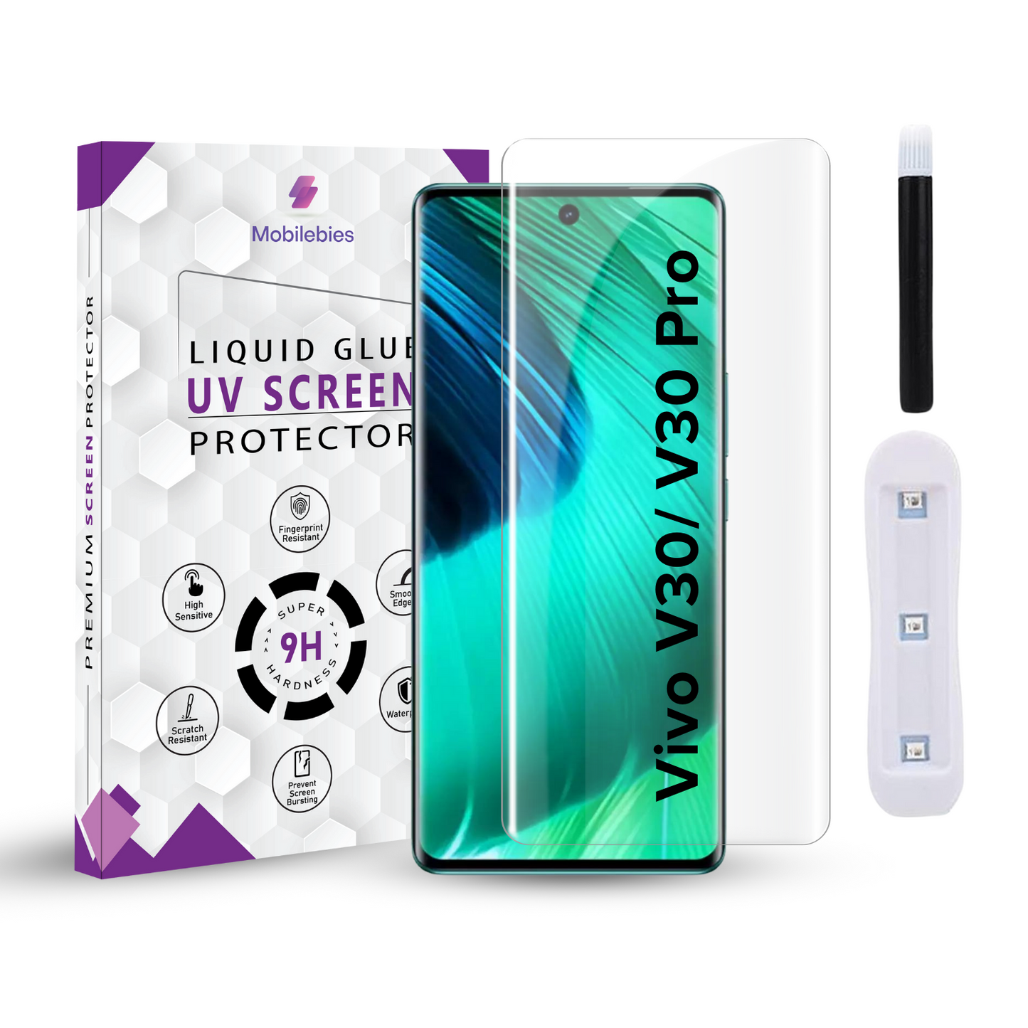 Tempered Glass For Vivo V30 Premium HD+ UV Glass Screen Protector Guard