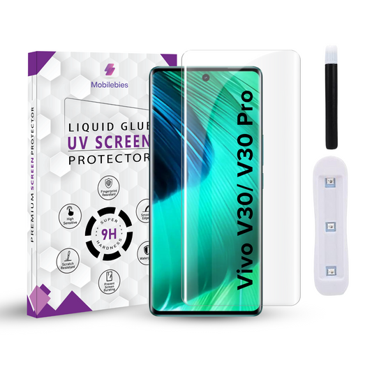 Tempered Glass For Vivo V30 Premium HD+ UV Glass Screen Protector Guard