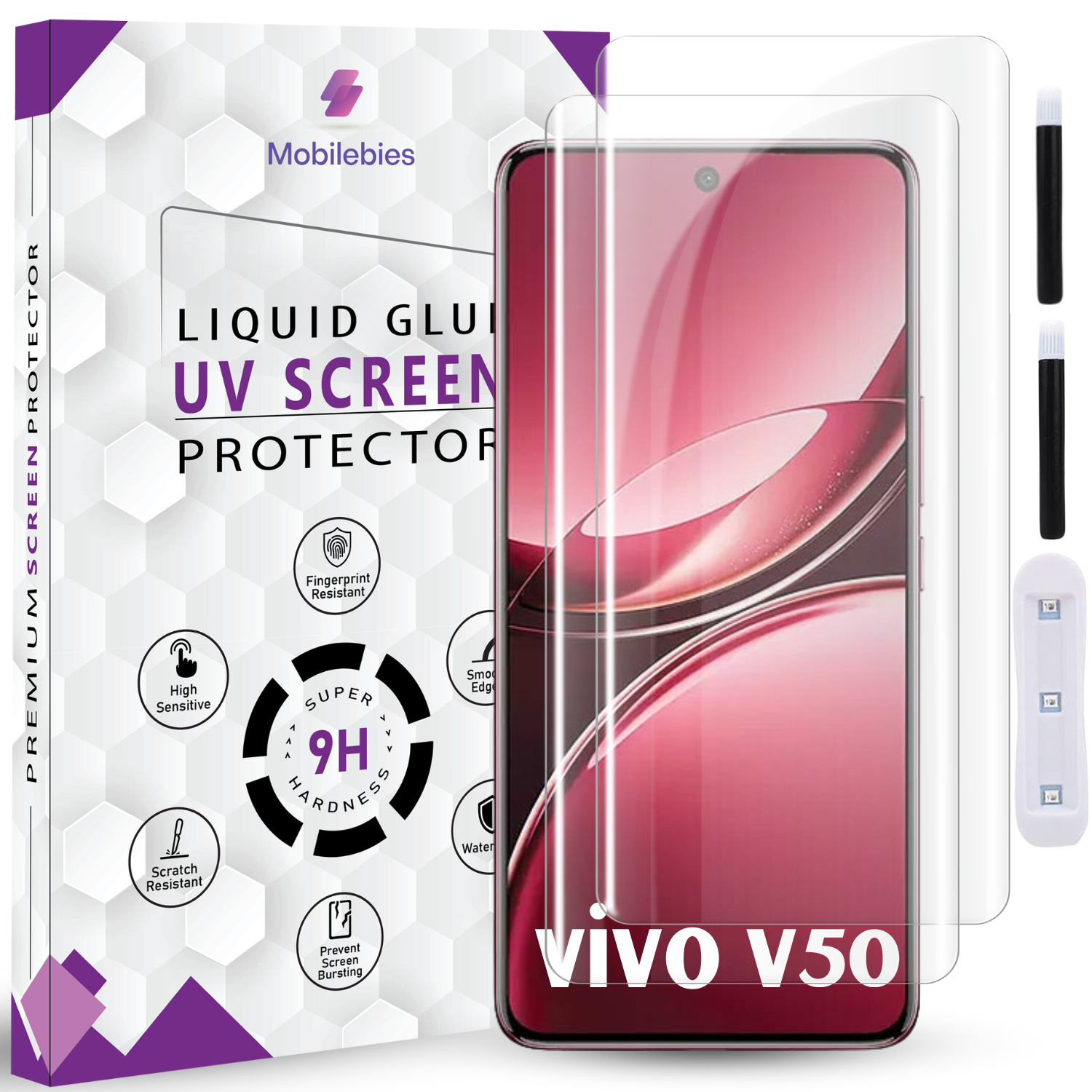 Tempered Glass For Vivo V50 Premium HD+ UV Glass Screen Protector Guard