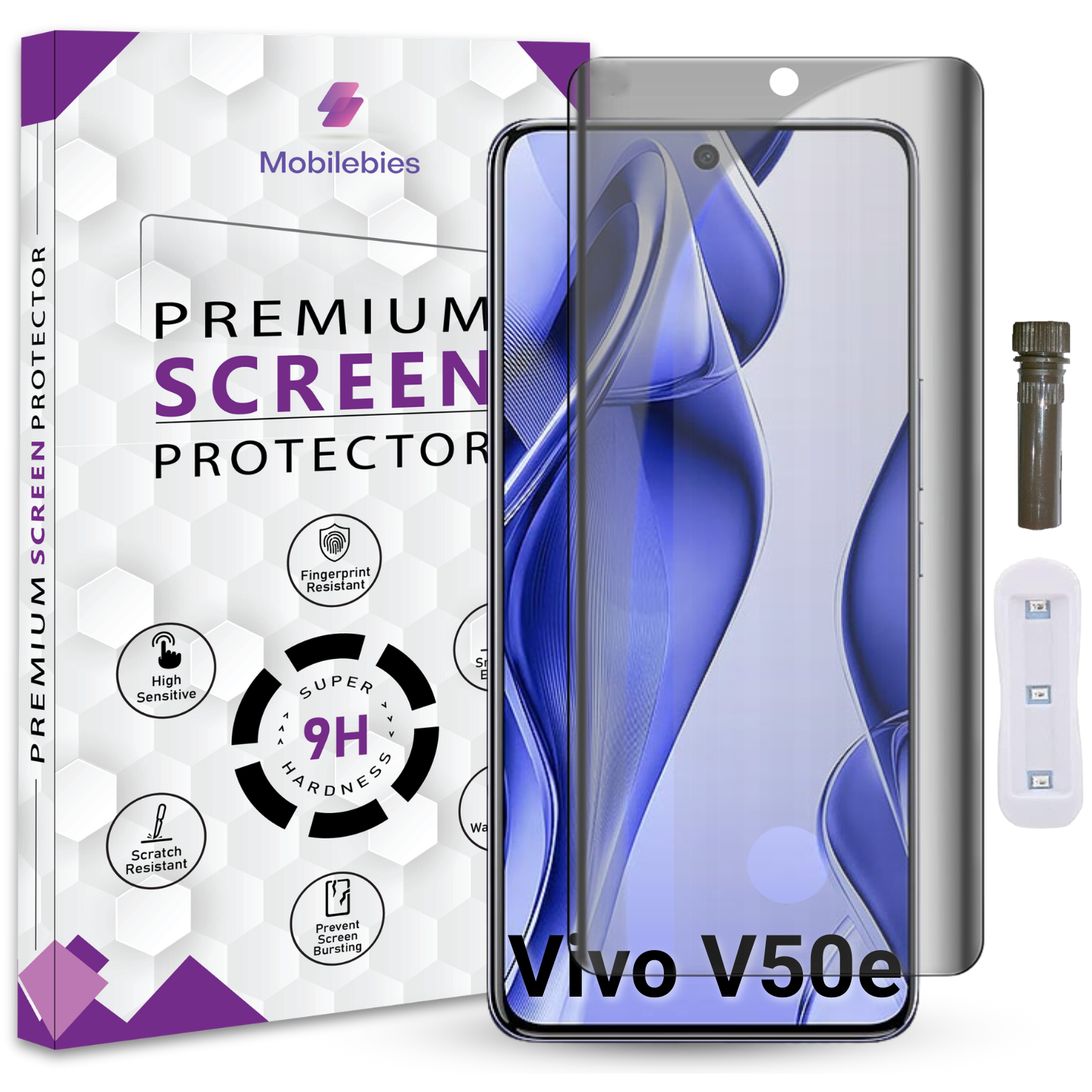 Mobilebies Vivo V50e Advanced HD+ UV Privacy Tempered Glass Screen Protector Guard