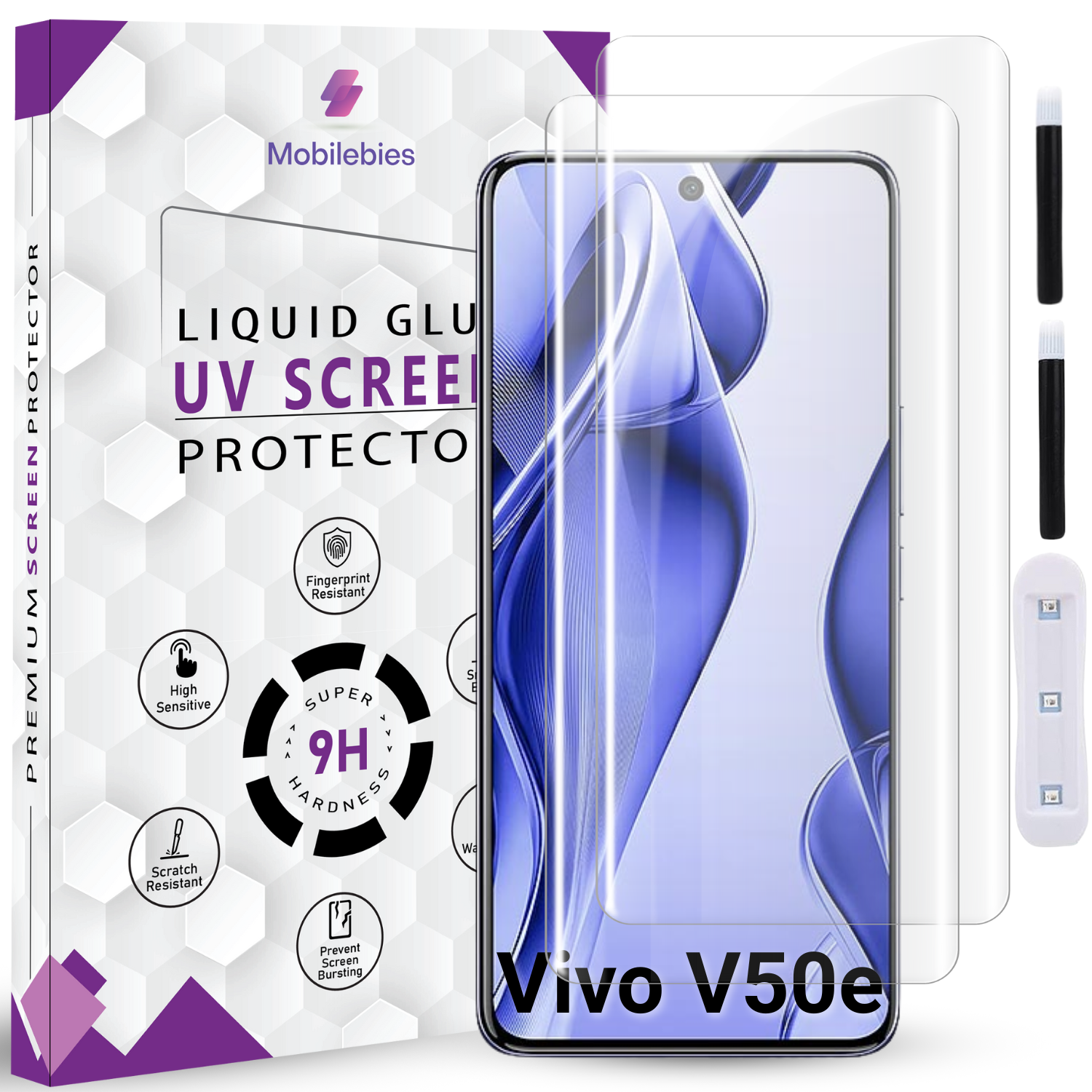 Tempered Glass For Vivo V50e Premium HD+ UV Glass Screen Protector Guard