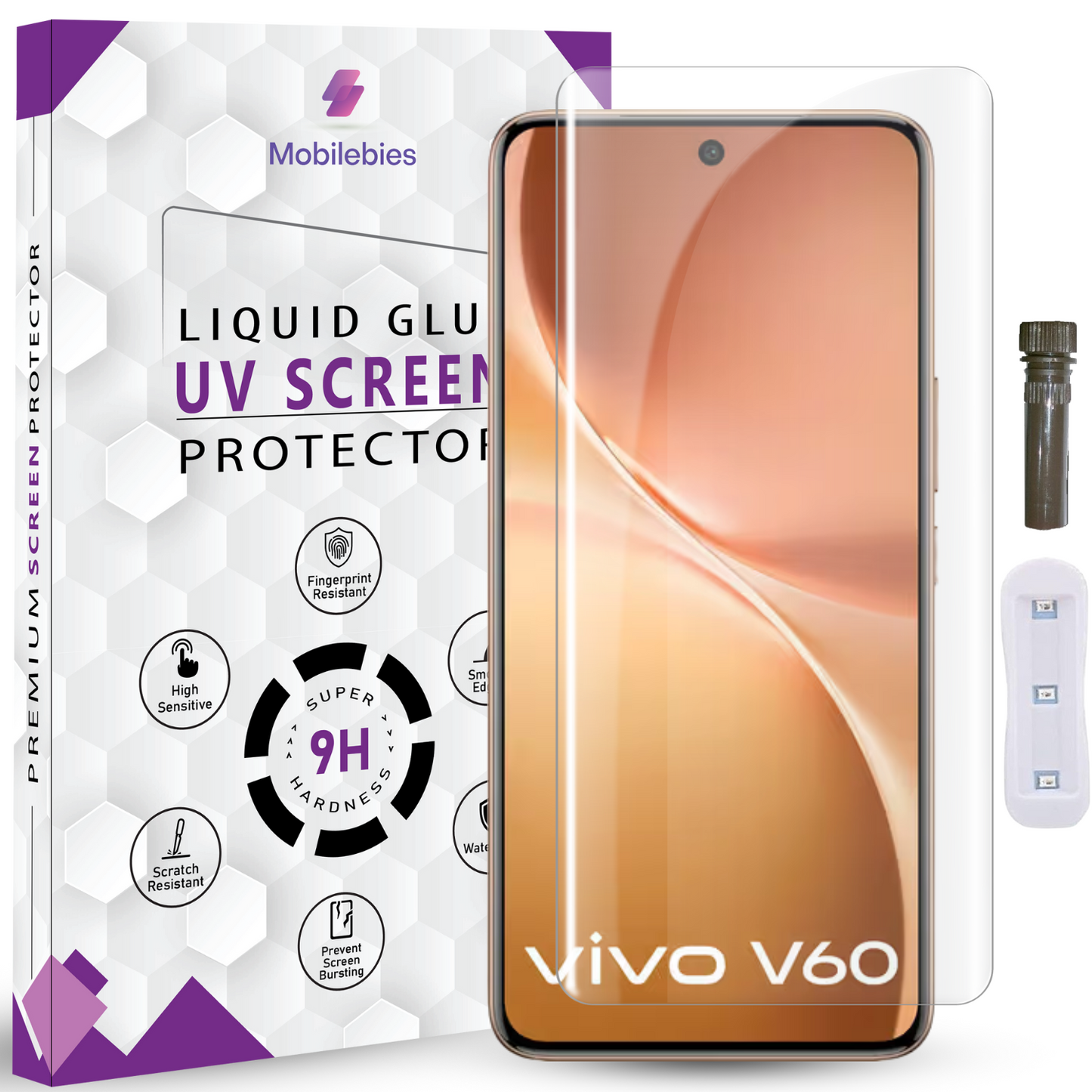 Tempered Glass For Vivo V60 5G Advanced HD+ UV Glass Screen Protector Guard