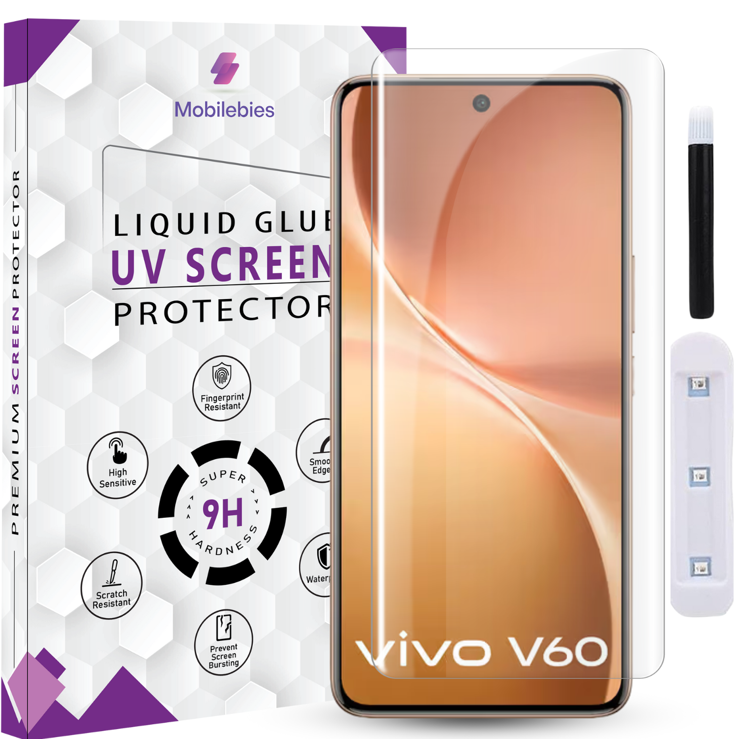 Tempered Glass For Vivo V60 5G Premium HD+ UV Glass Screen Protector Guard