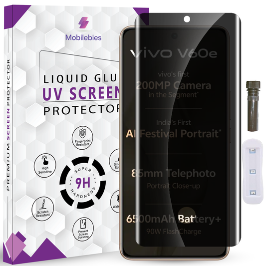 Mobilebies Vivo V60e UVPrivacy Tempered Glass Screen Protector Guard