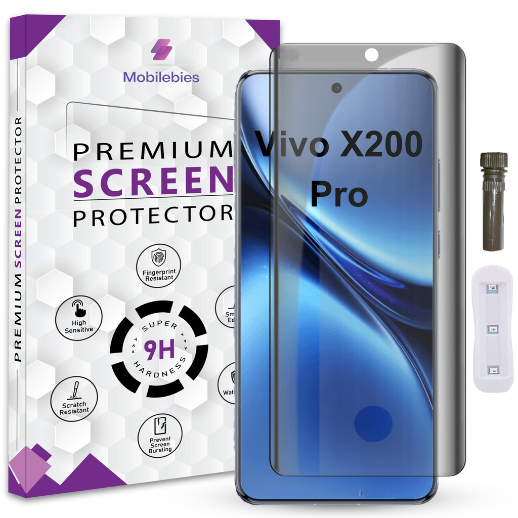 Mobilebies Vivo X200 Pro Advanced HD+ UV Privacy Tempered Glass Screen Protector Guard
