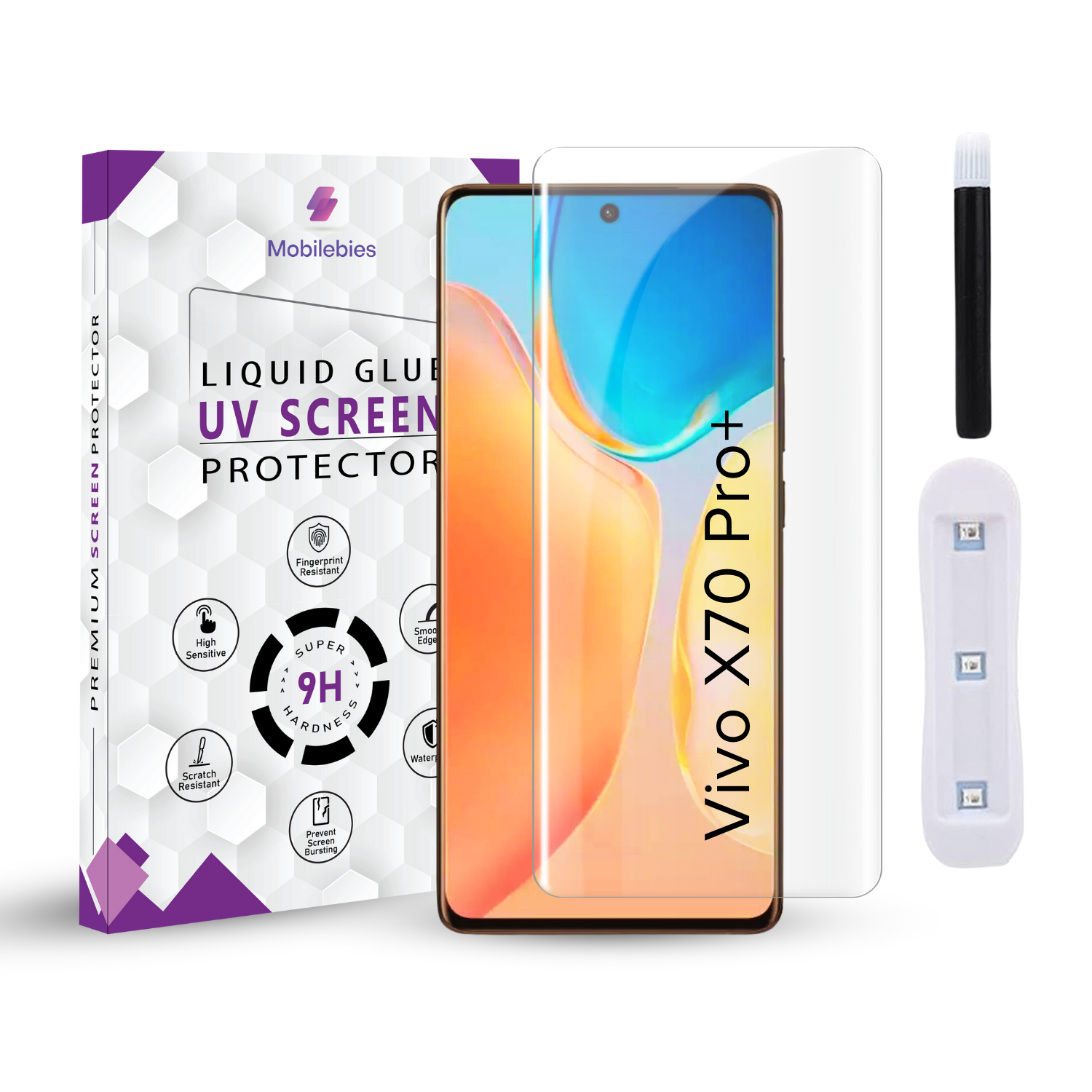 Tempered Glass For Vivo X70 Pro Plus Premium HD+ UV Glass Screen Protector Guard Main image