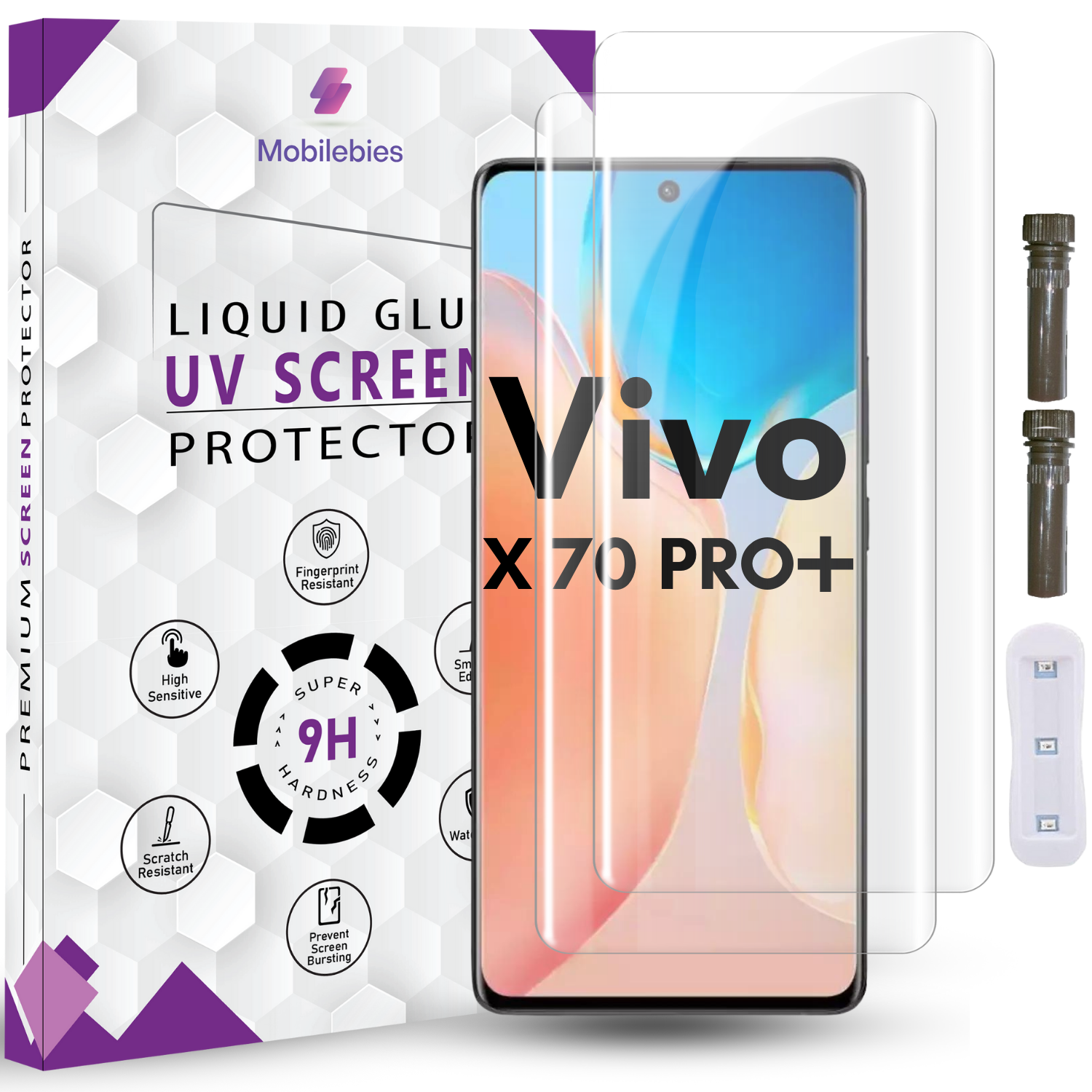 Tempered Glass For Vivo X70 Pro Plus Advanced HD+ UV Glass Screen Protector Guard Secondary image