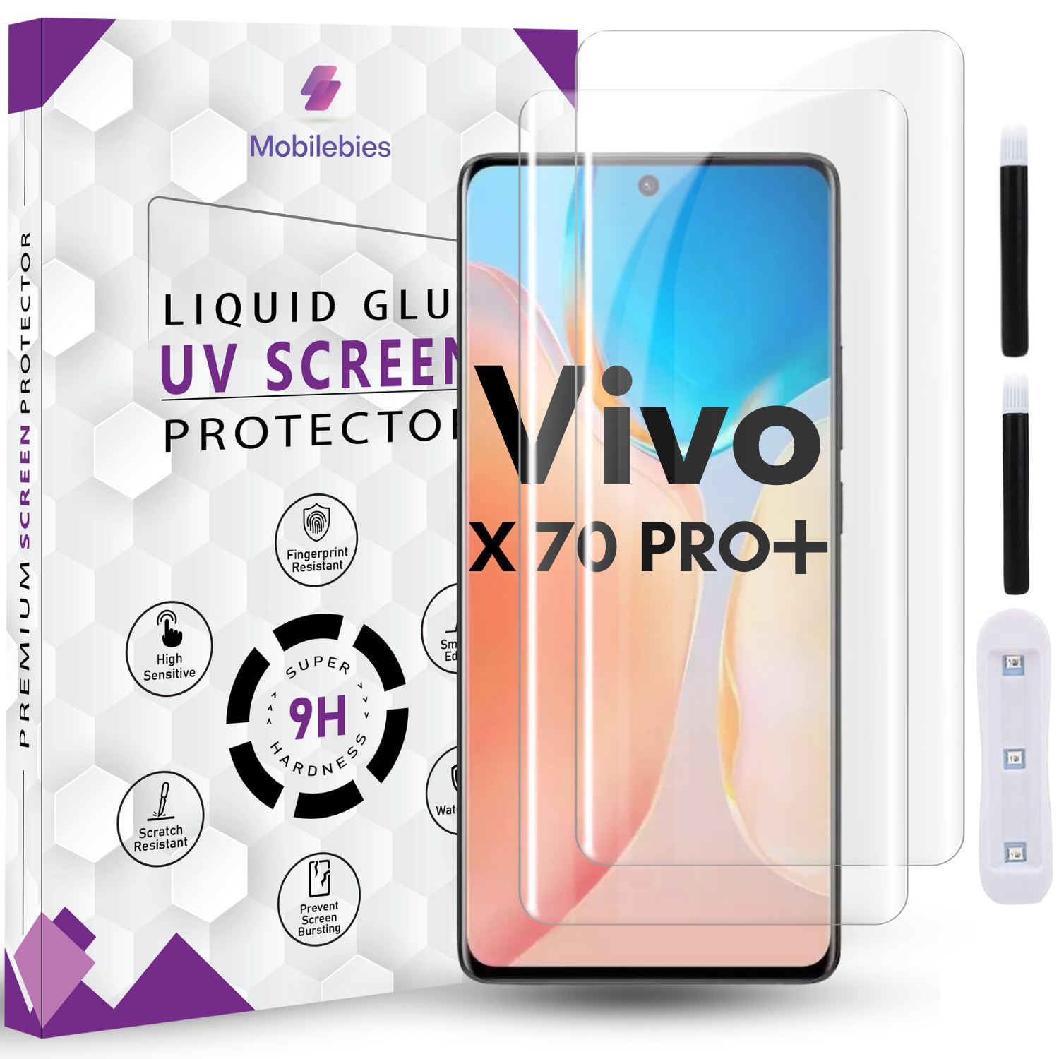 Tempered Glass For Vivo X70 Pro Plus Premium HD+ UV Glass Screen Protector Guard Secondary image
