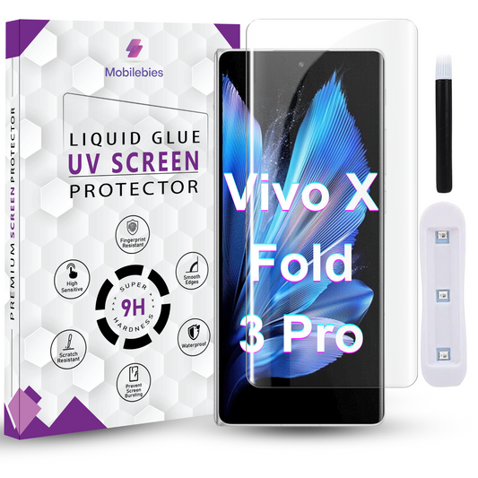 Tempered Glass For Vivo X Fold 3 Pro Premium HD+ UV Glass Screen Protector Guard