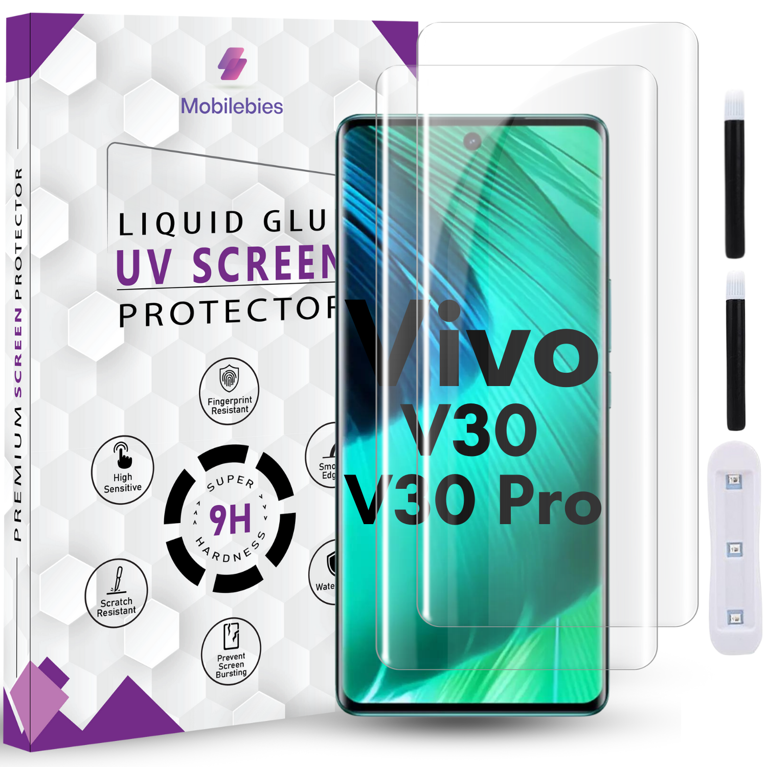 Tempered Glass For Vivo V30 Premium HD+ UV Glass Screen Protector Guard Secondary image