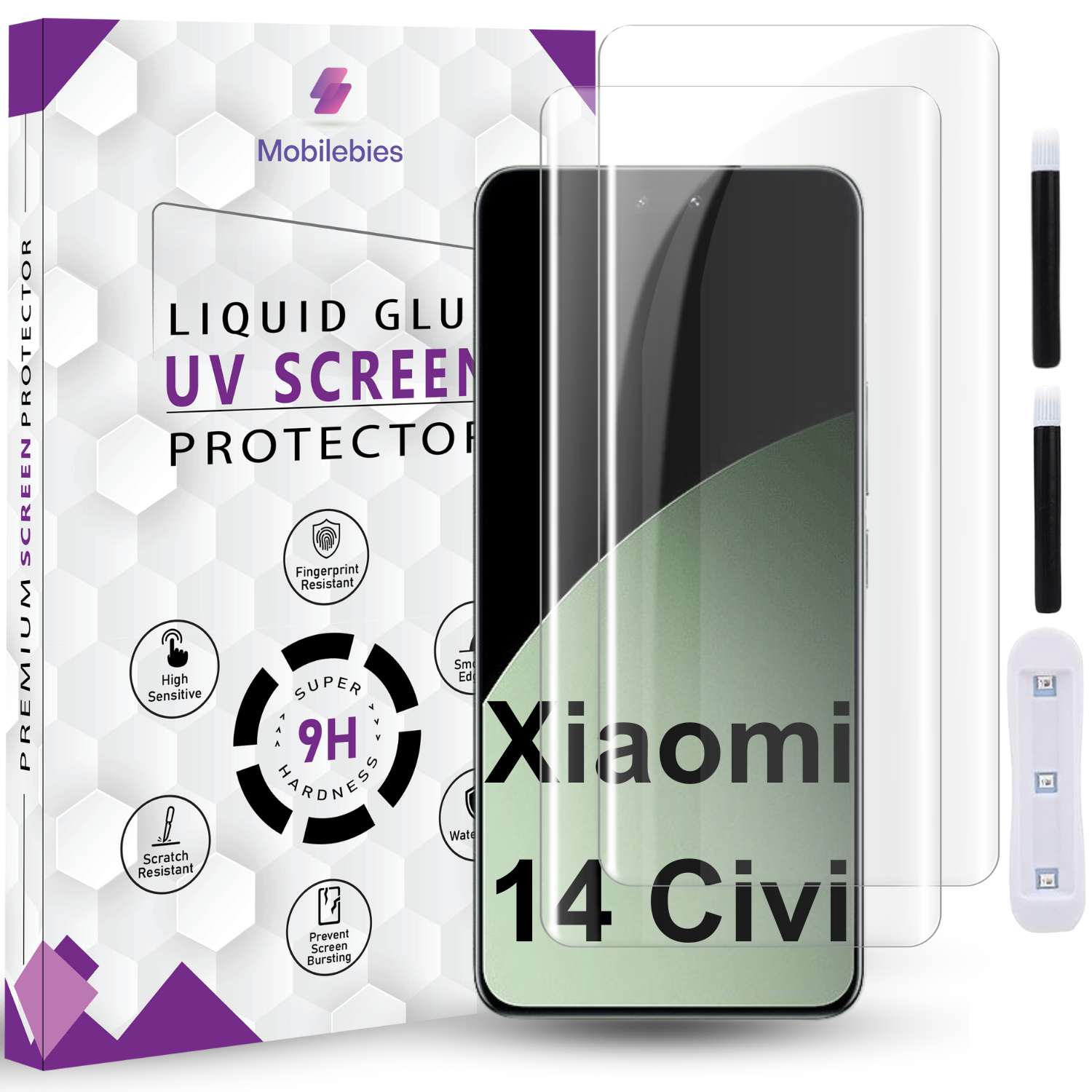 Tempered Glass For Xiaomi 14 Civi Premium HD+ UV Glass Screen Protector Guard