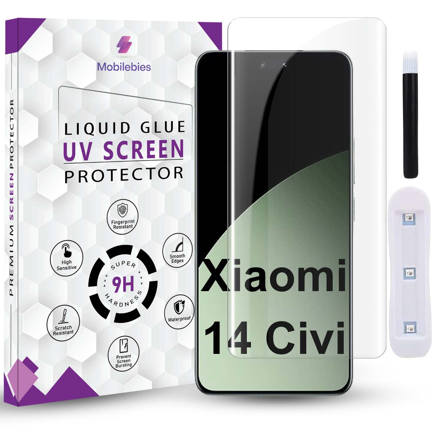 Tempered Glass For Xiaomi 14 Civi Premium HD+ UV Glass Screen Protector Guard