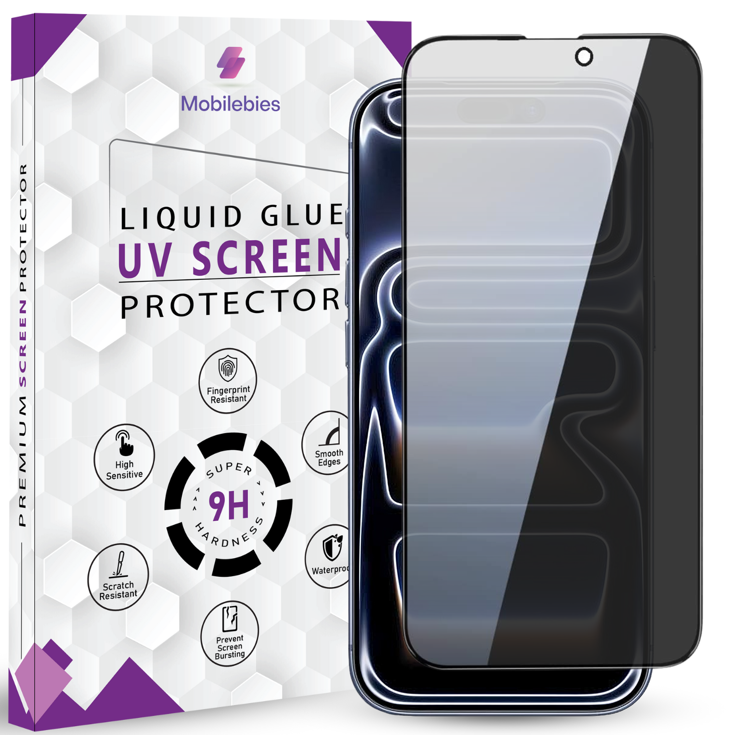 Mobilebies iPhone 17 Pro Privacy Tempered Glass Screen Protector Guard Main image