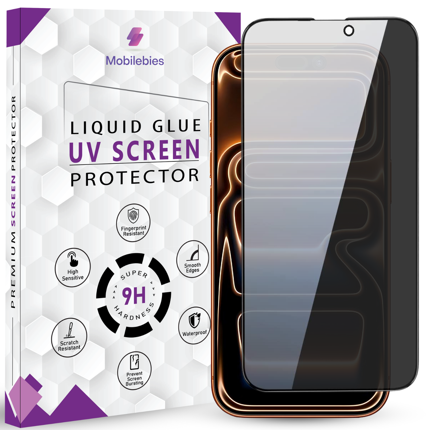 Mobilebies iPhone 17 Pro Max Privacy Tempered Glass Screen Protector Guard Main image
