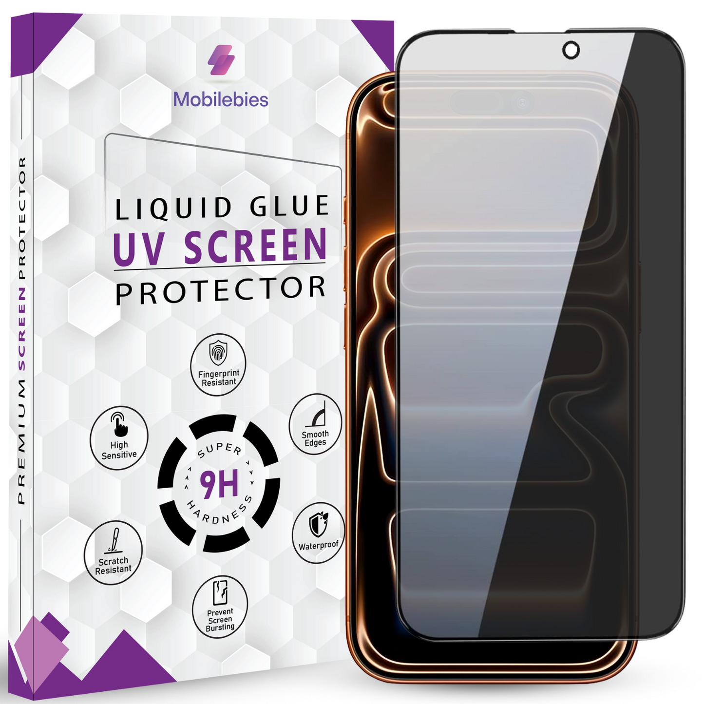 Mobilebies iPhone 17 Pro Max Privacy Tempered Glass Screen Protector Guard